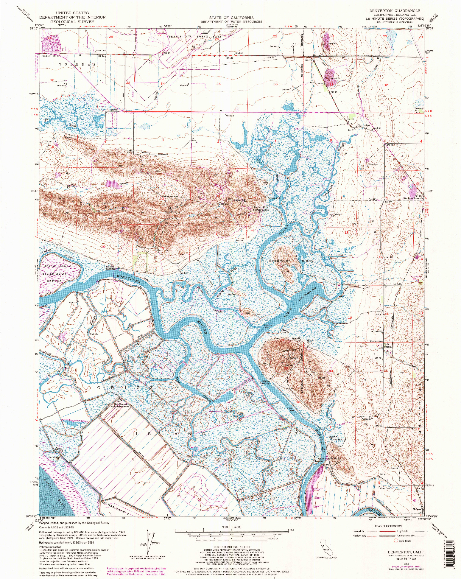 USGS 1:24000-SCALE QUADRANGLE FOR DENVERTON, CA 1953