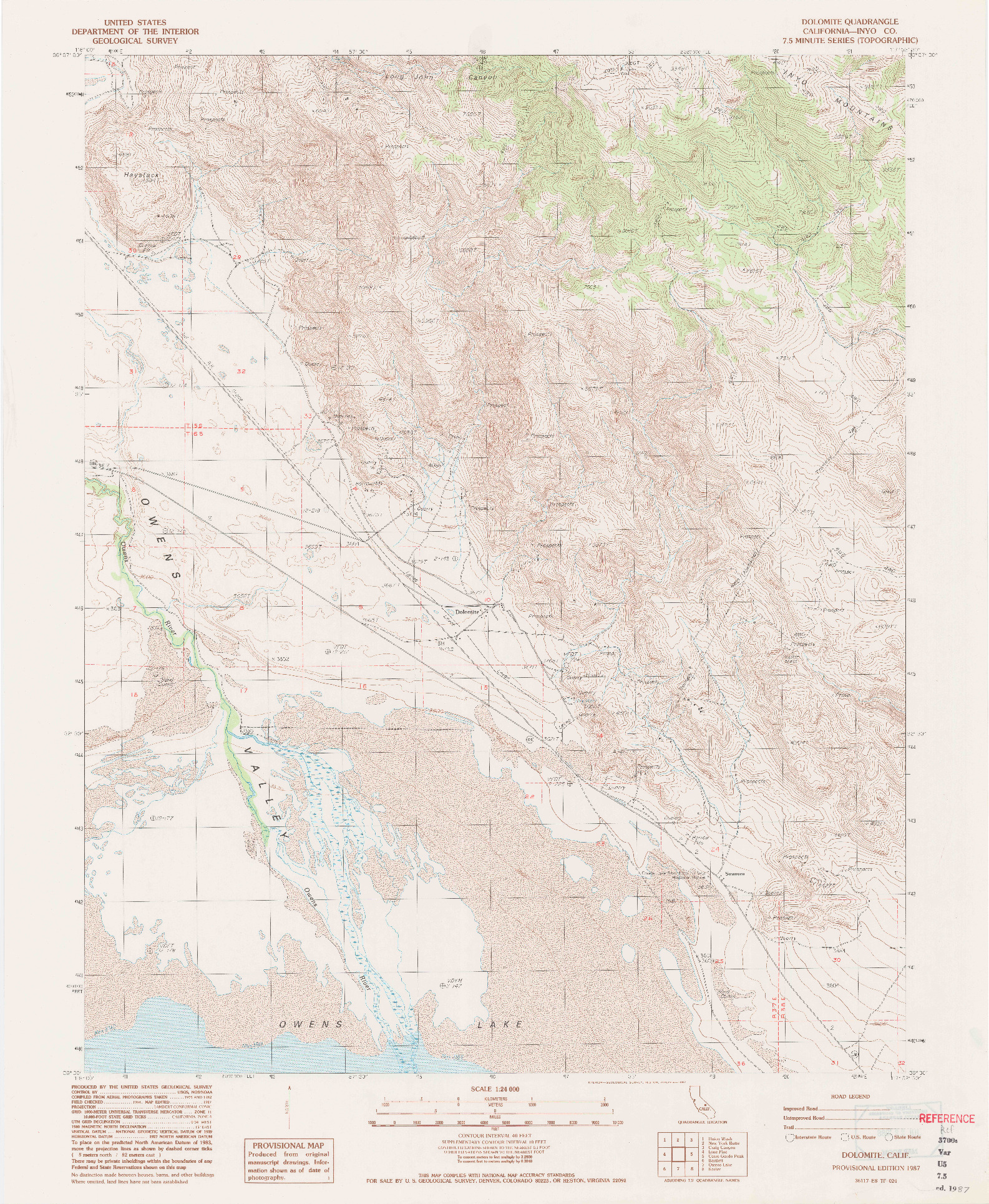 USGS 1:24000-SCALE QUADRANGLE FOR DOLOMITE, CA 1987