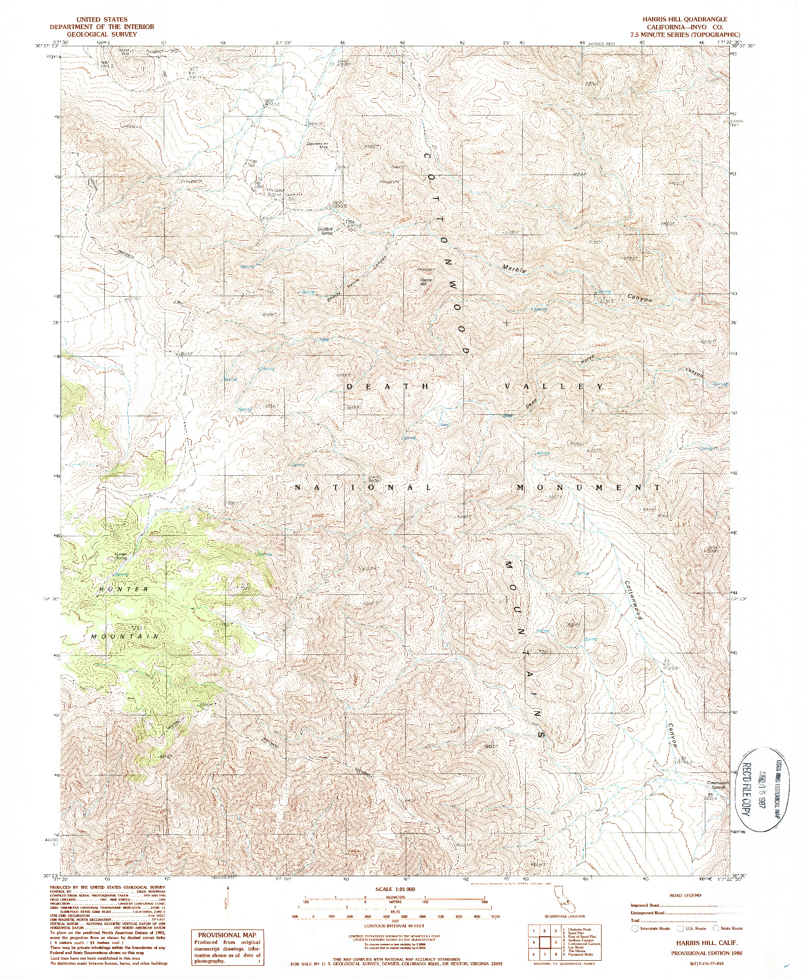 USGS 1:24000-SCALE QUADRANGLE FOR HARRIS HILL, CA 1986