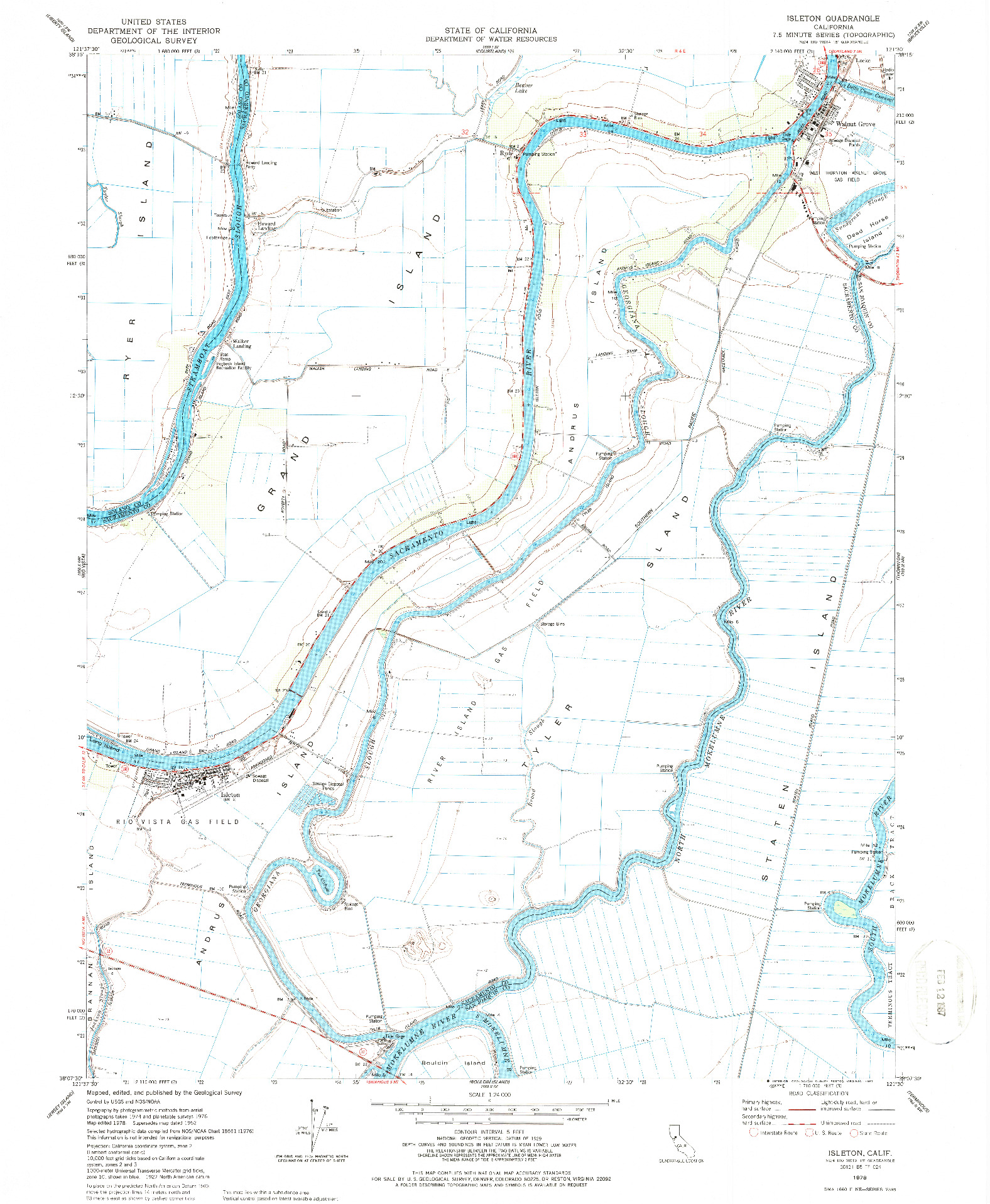 USGS 1:24000-SCALE QUADRANGLE FOR ISLETON, CA 1978