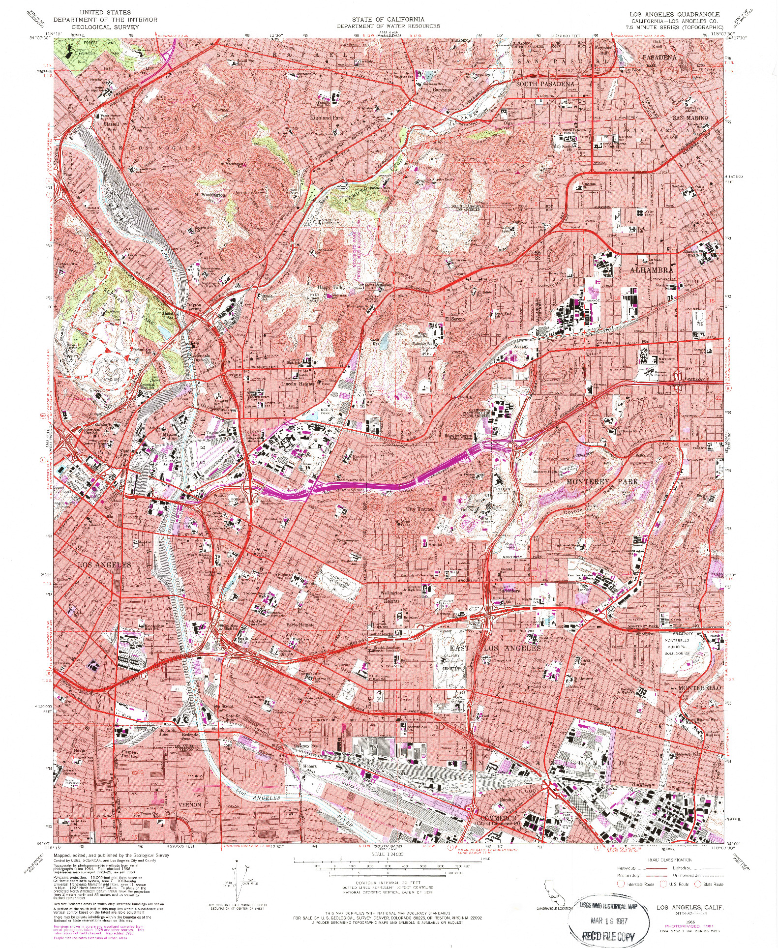 USGS 1:24000-SCALE QUADRANGLE FOR LOS ANGELES, CA 1966