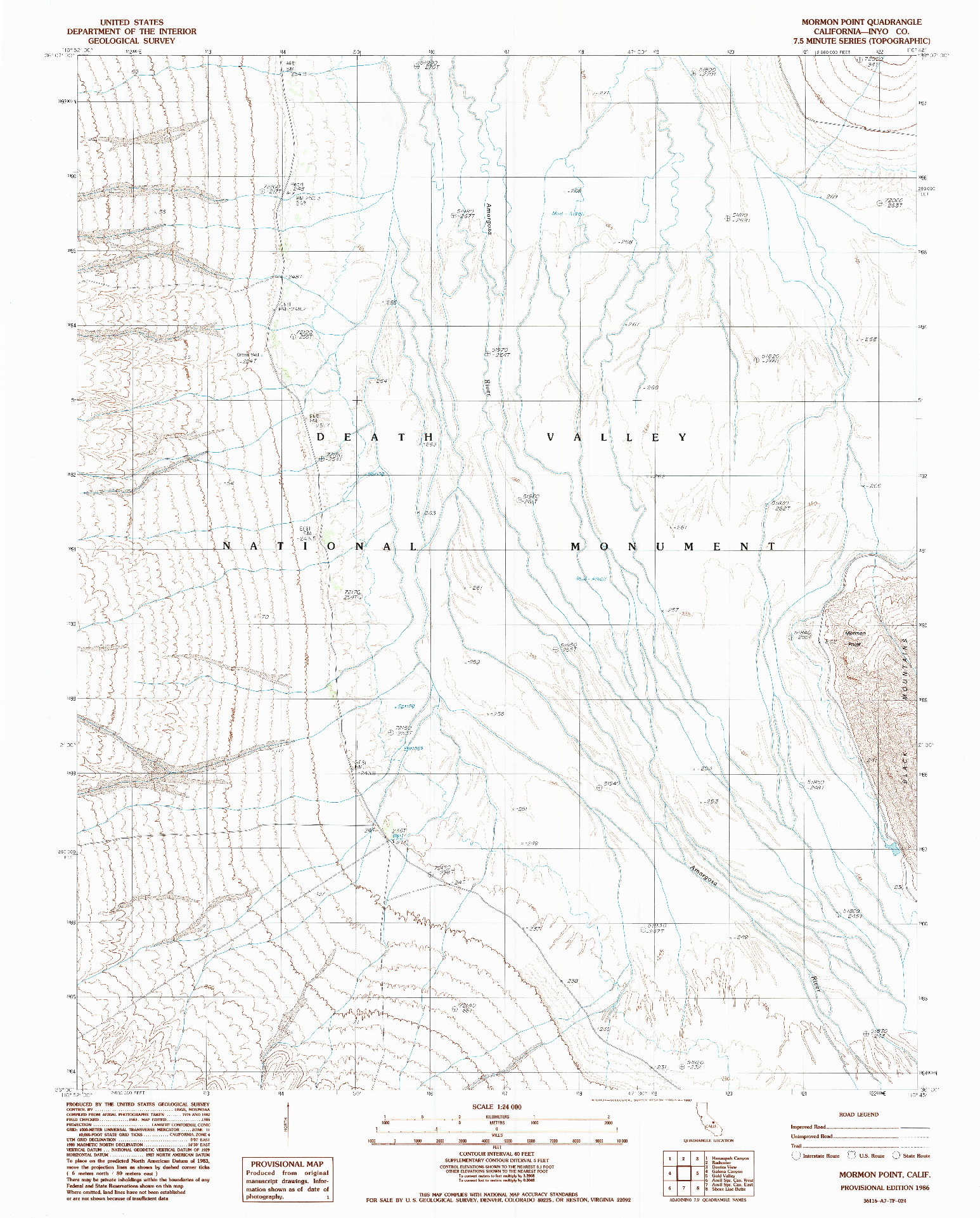 USGS 1:24000-SCALE QUADRANGLE FOR MORMON POINT, CA 1986