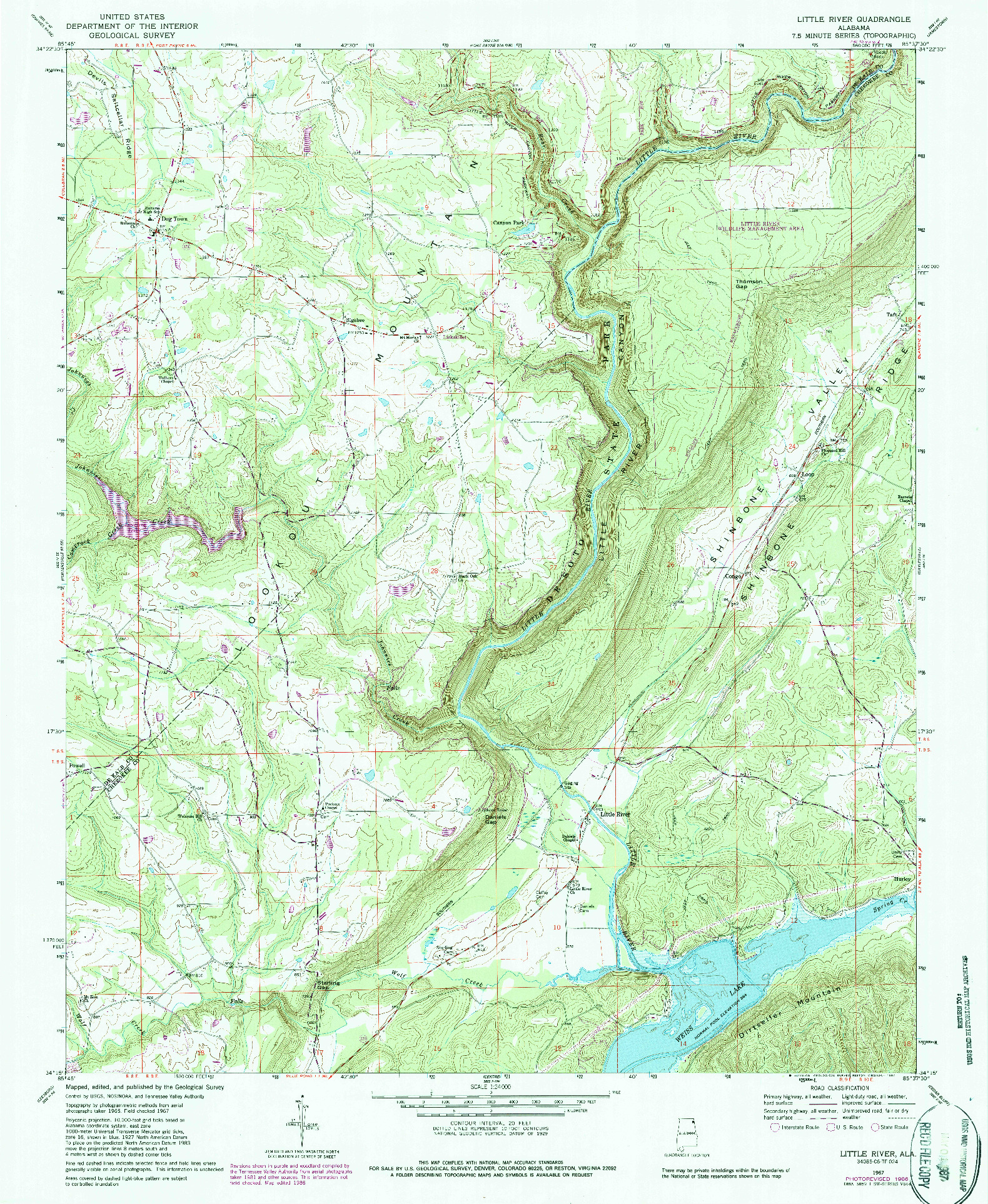 USGS 1:24000-SCALE QUADRANGLE FOR LITTLE RIVER, AL 1967