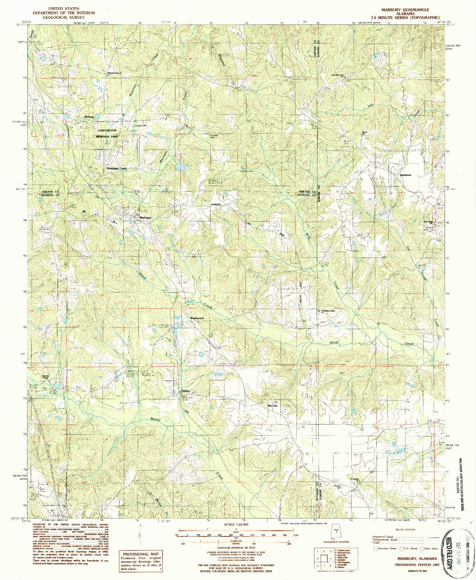 USGS 1:24000-SCALE QUADRANGLE FOR MARBURY, AL 1987