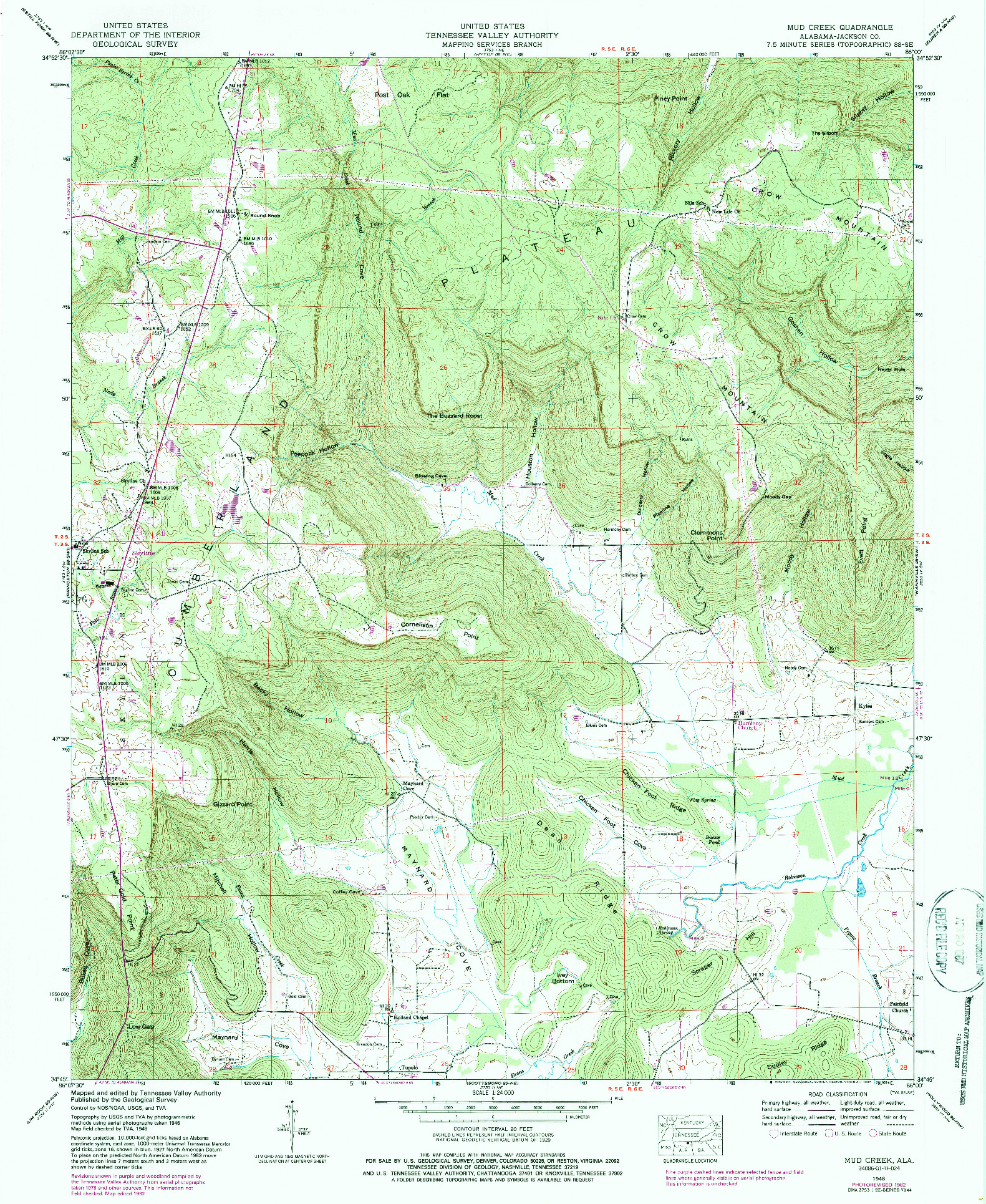 USGS 1:24000-SCALE QUADRANGLE FOR MUD CREEK, AL 1948