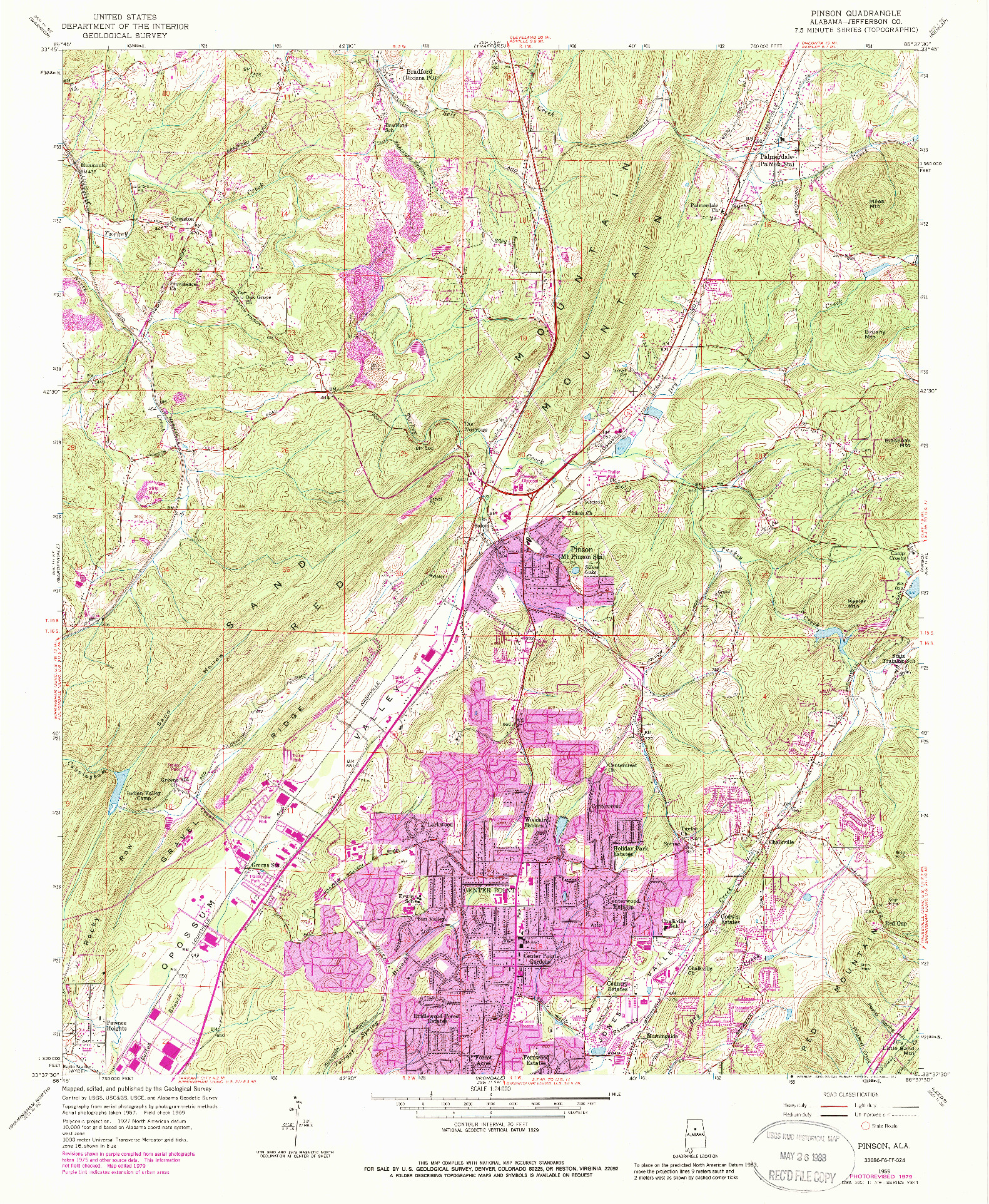 USGS 1:24000-SCALE QUADRANGLE FOR PINSON, AL 1959