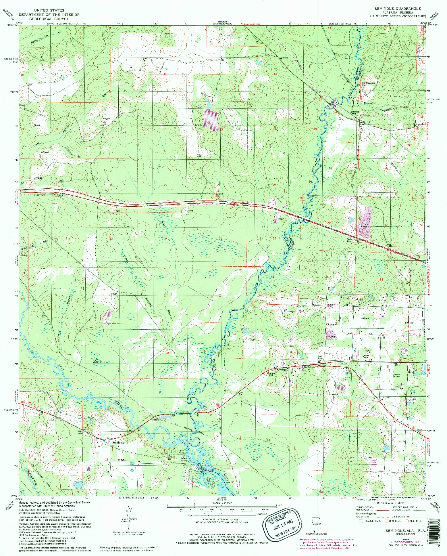 USGS 1:24000-SCALE QUADRANGLE FOR SEMINOLE, AL 1978