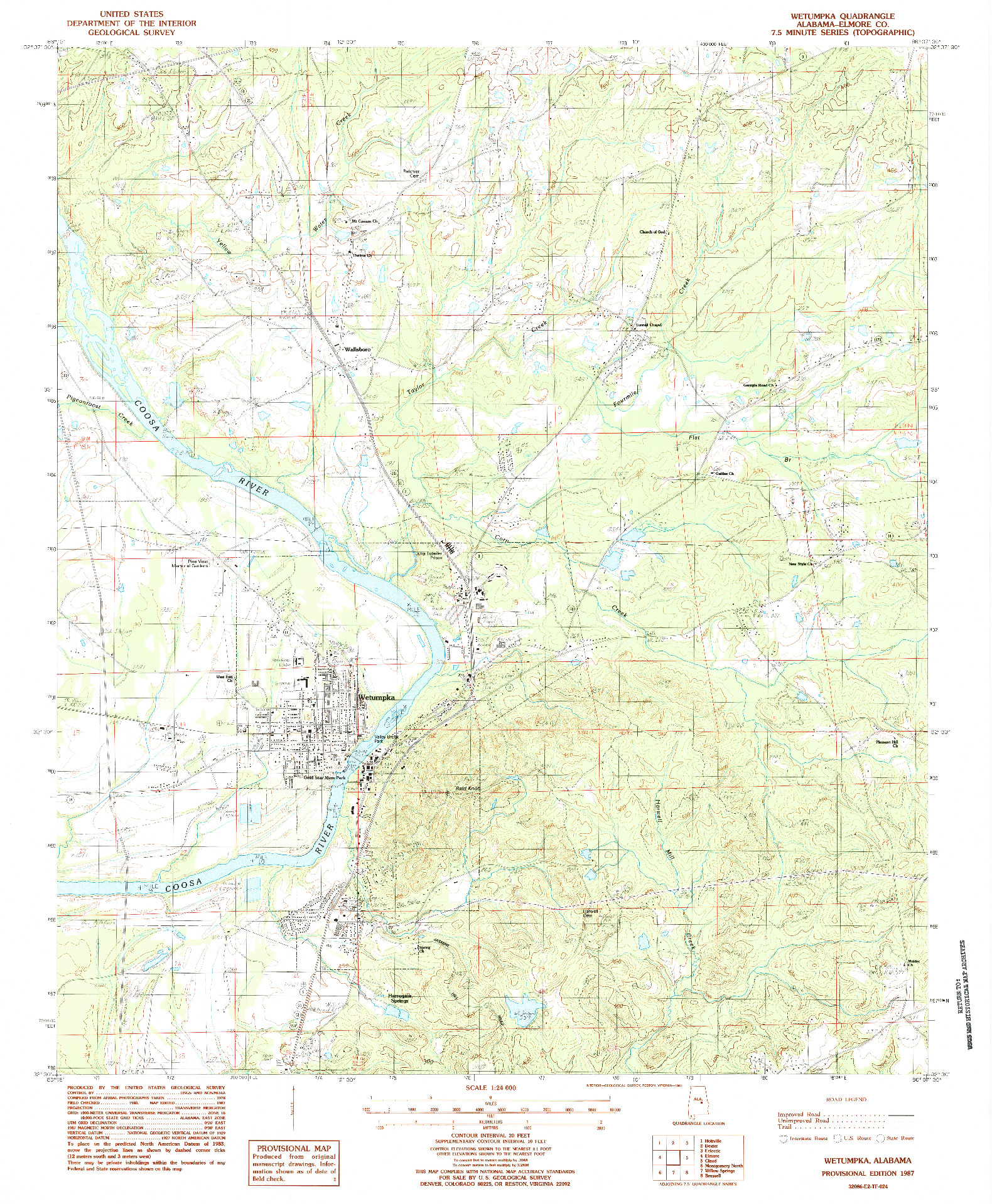 USGS 1:24000-SCALE QUADRANGLE FOR WETUMPKA, AL 1987