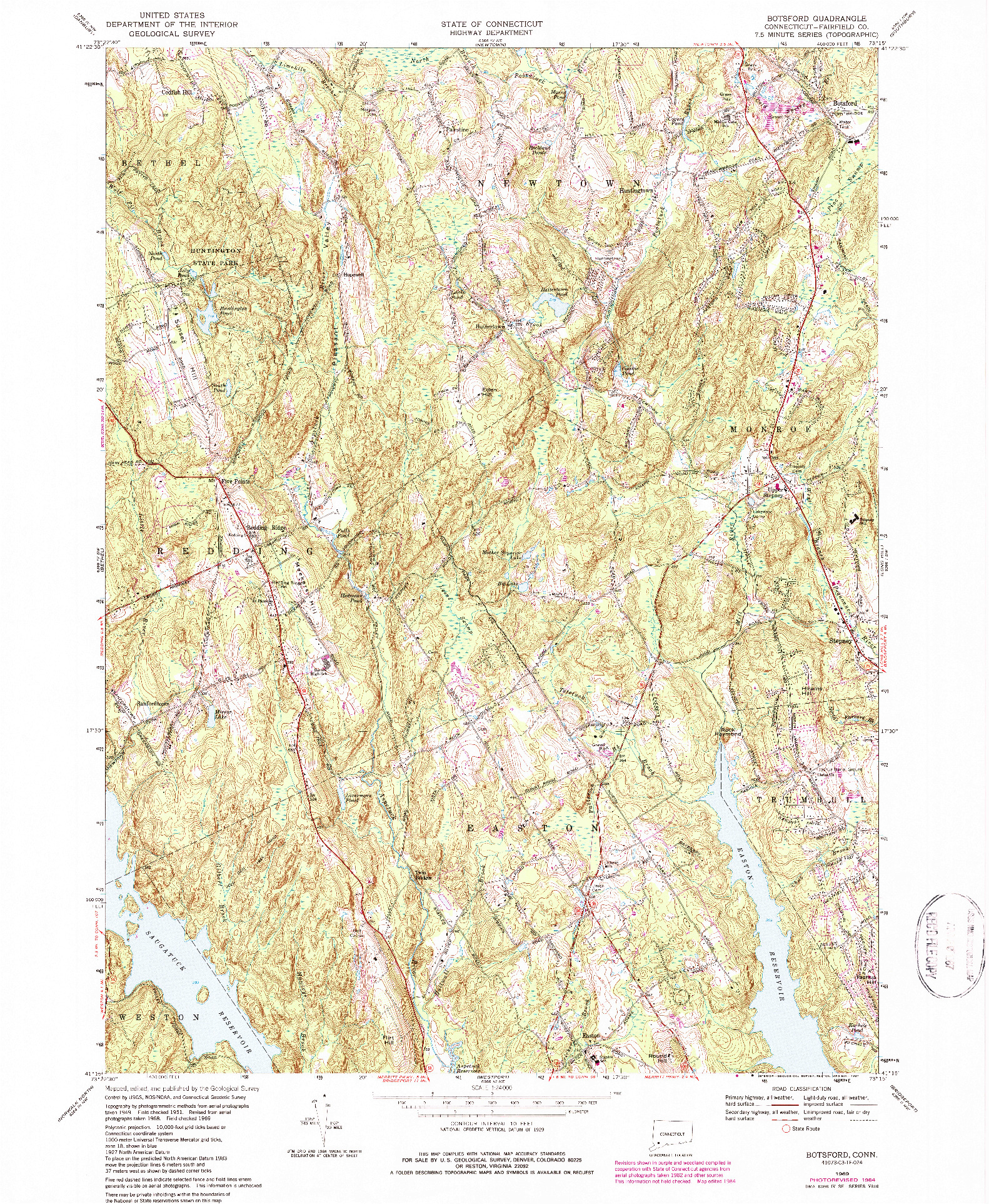 USGS 1:24000-SCALE QUADRANGLE FOR BOTSFORD, CT 1969