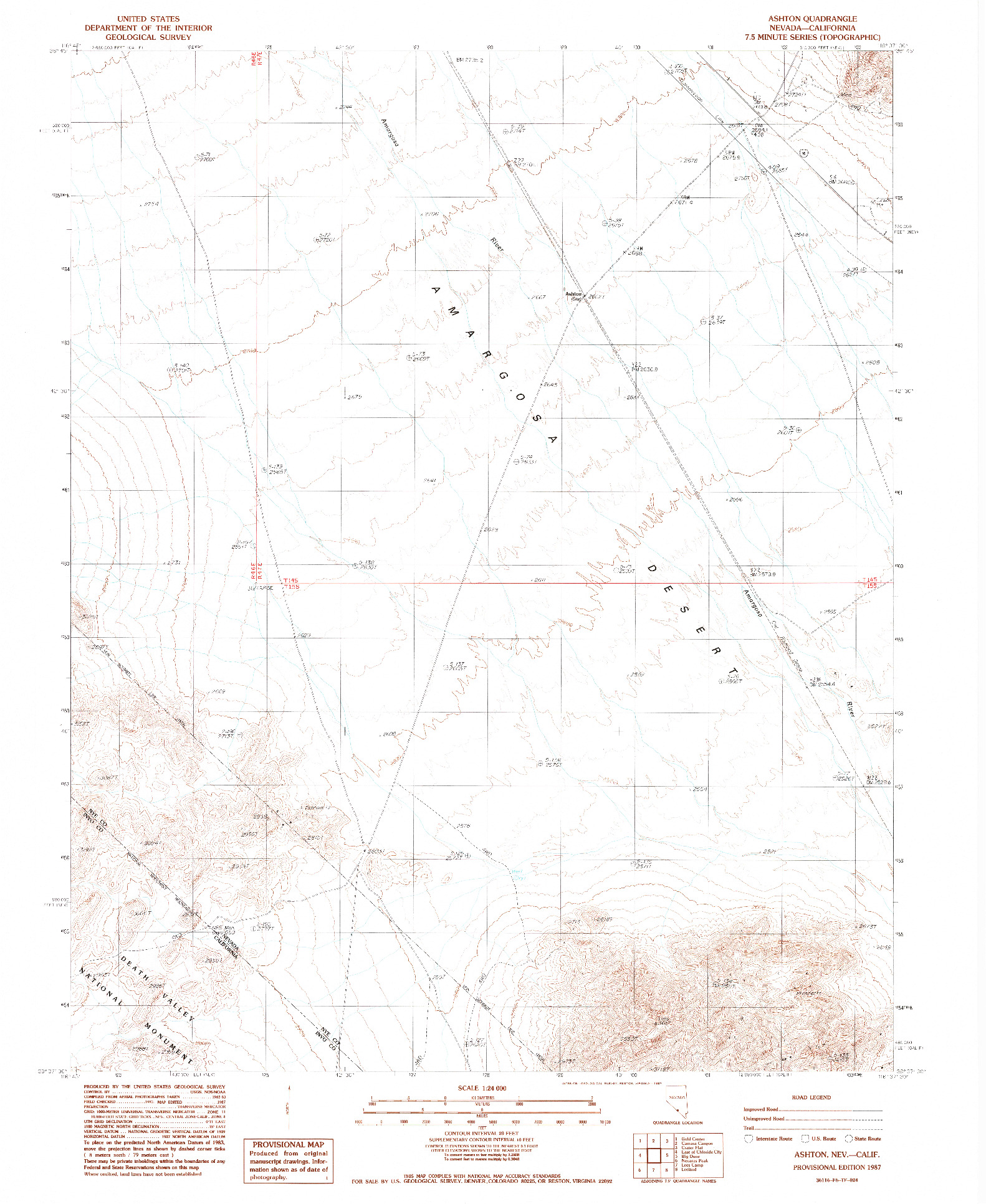 USGS 1:24000-SCALE QUADRANGLE FOR ASHTON, NV 1987
