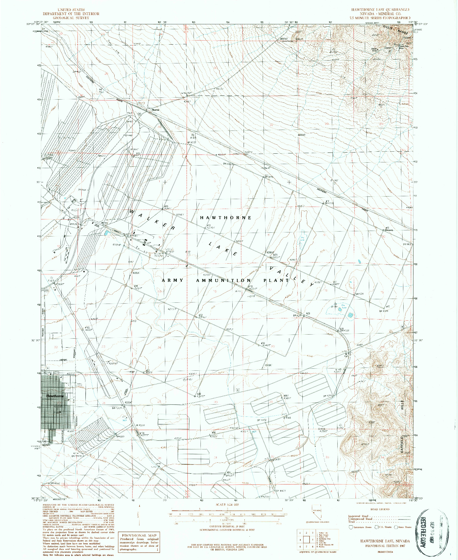 USGS 1:24000-SCALE QUADRANGLE FOR HAWTHORNE EAST, NV 1987