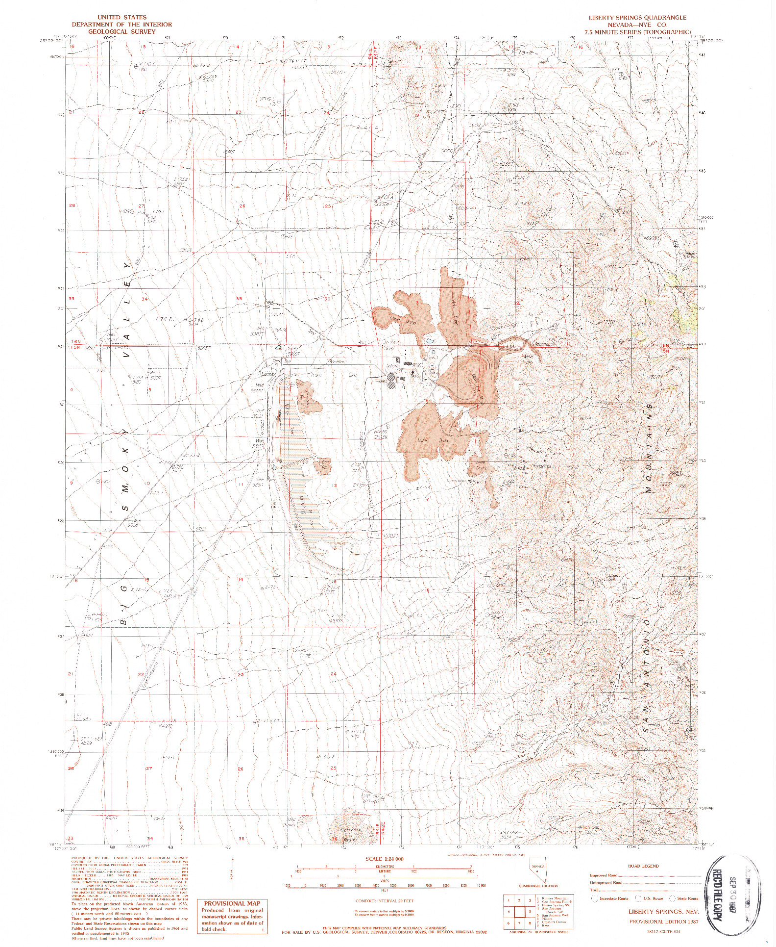 USGS 1:24000-SCALE QUADRANGLE FOR LIBERTY SPRINGS, NV 1987