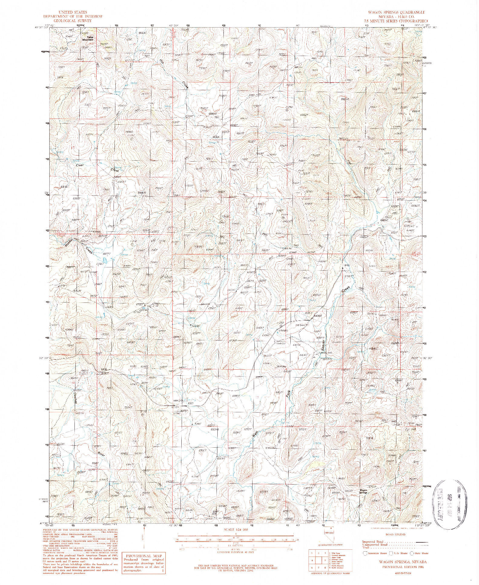 USGS 1:24000-SCALE QUADRANGLE FOR WAGON SPRINGS, NV 1986