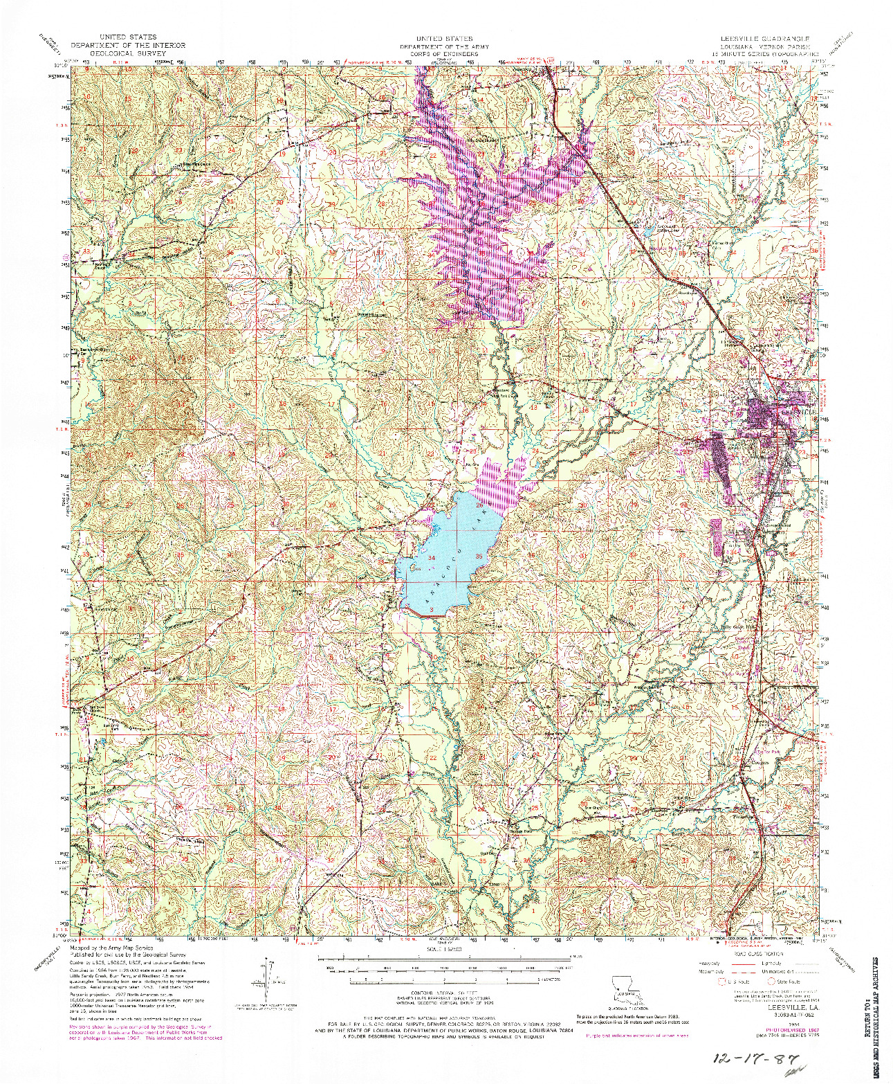 USGS 1:62500-SCALE QUADRANGLE FOR LEESVILLE, LA 1954