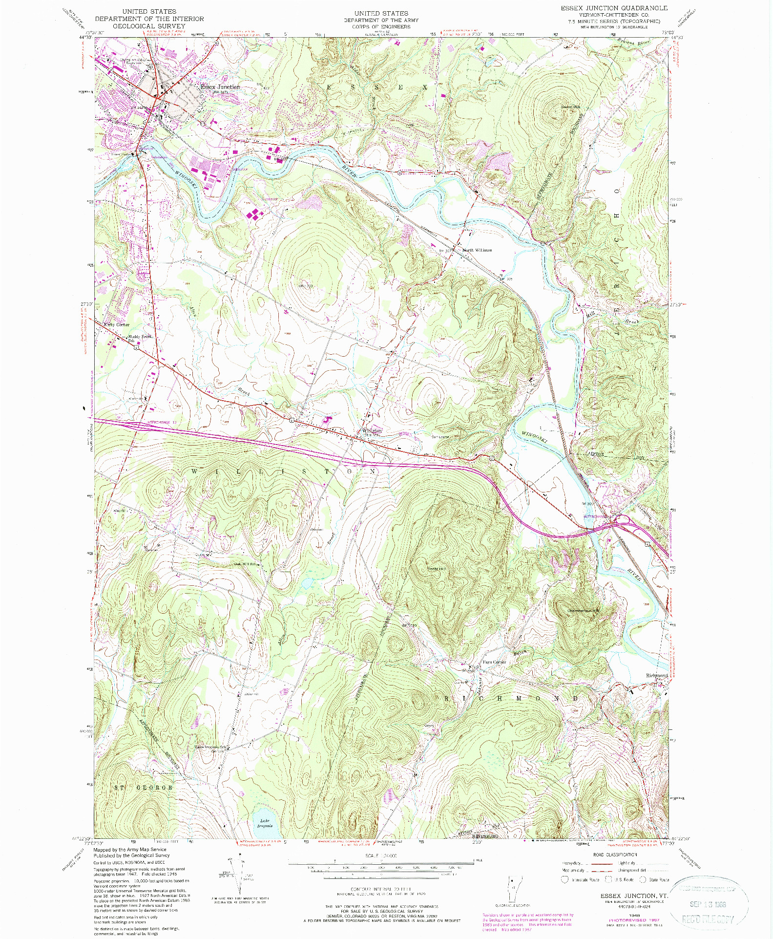 USGS 1:24000-SCALE QUADRANGLE FOR ESSEX JUNCTION, VT 1948