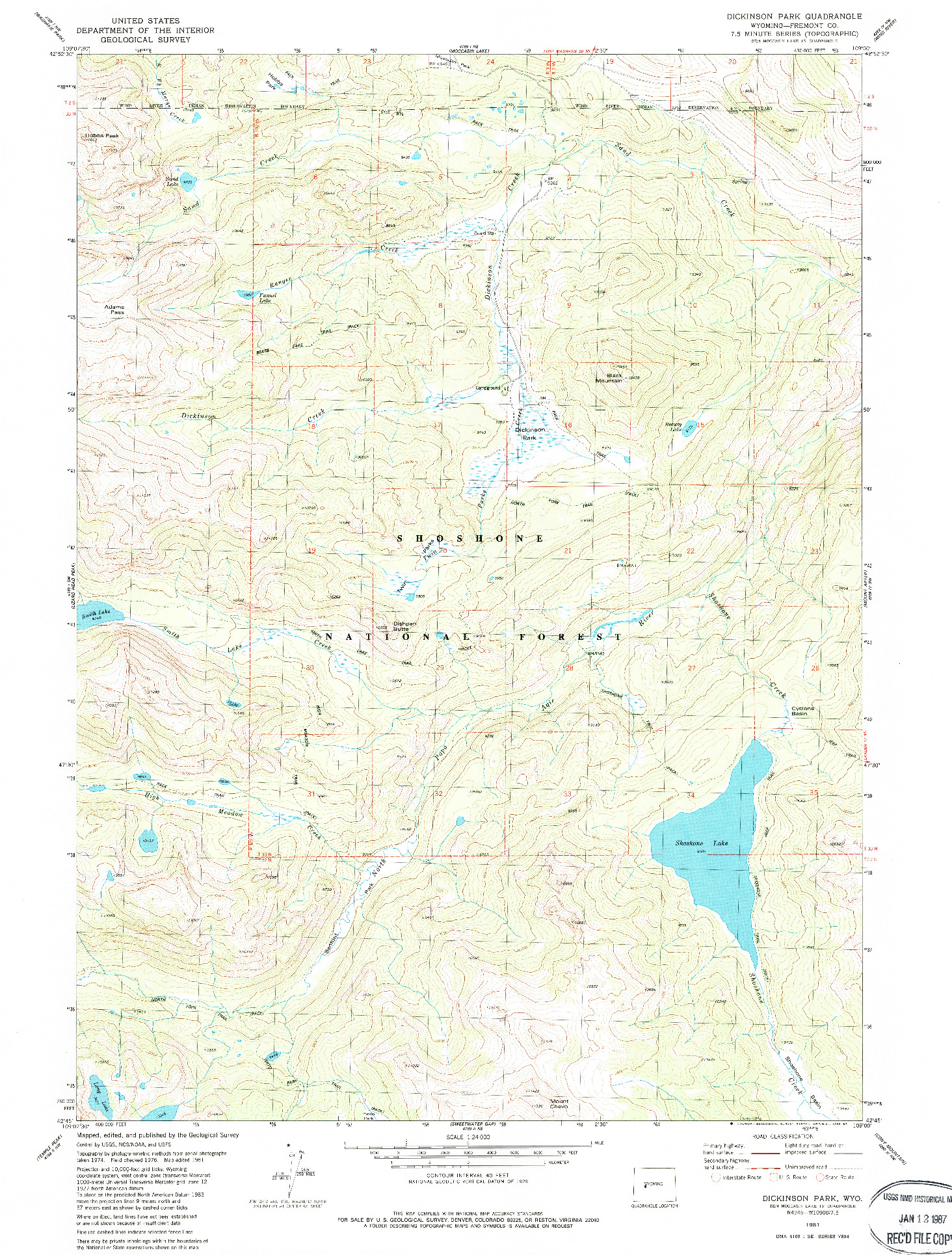 USGS 1:24000-SCALE QUADRANGLE FOR DICKINSON PARK, WY 1981