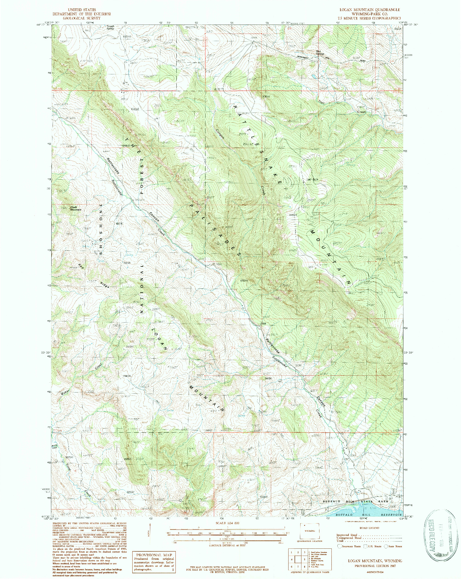 USGS 1:24000-SCALE QUADRANGLE FOR LOGAN MOUNTAIN, WY 1987