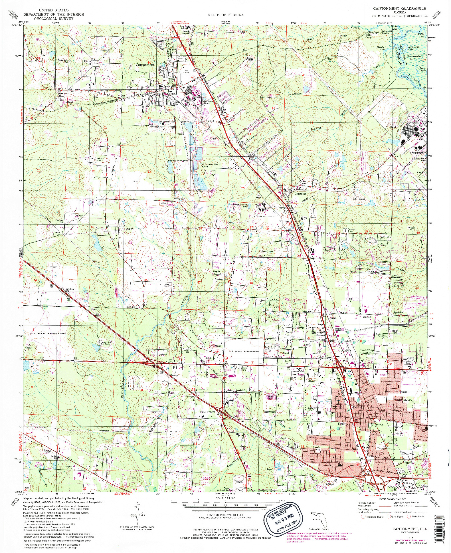 USGS 1:24000-SCALE QUADRANGLE FOR CANTONMENT, FL 1978