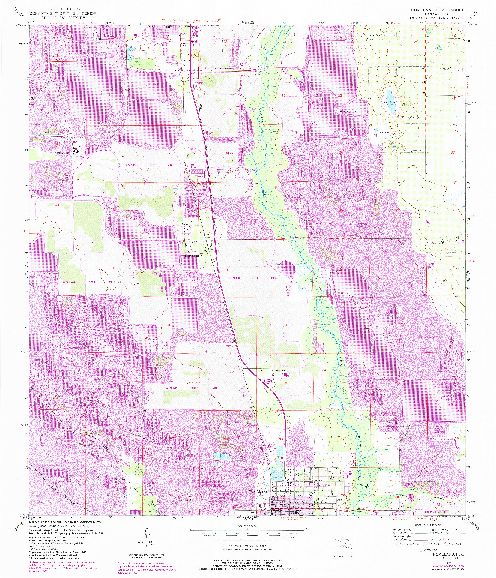 USGS 1:24000-SCALE QUADRANGLE FOR HOMELAND, FL 1952