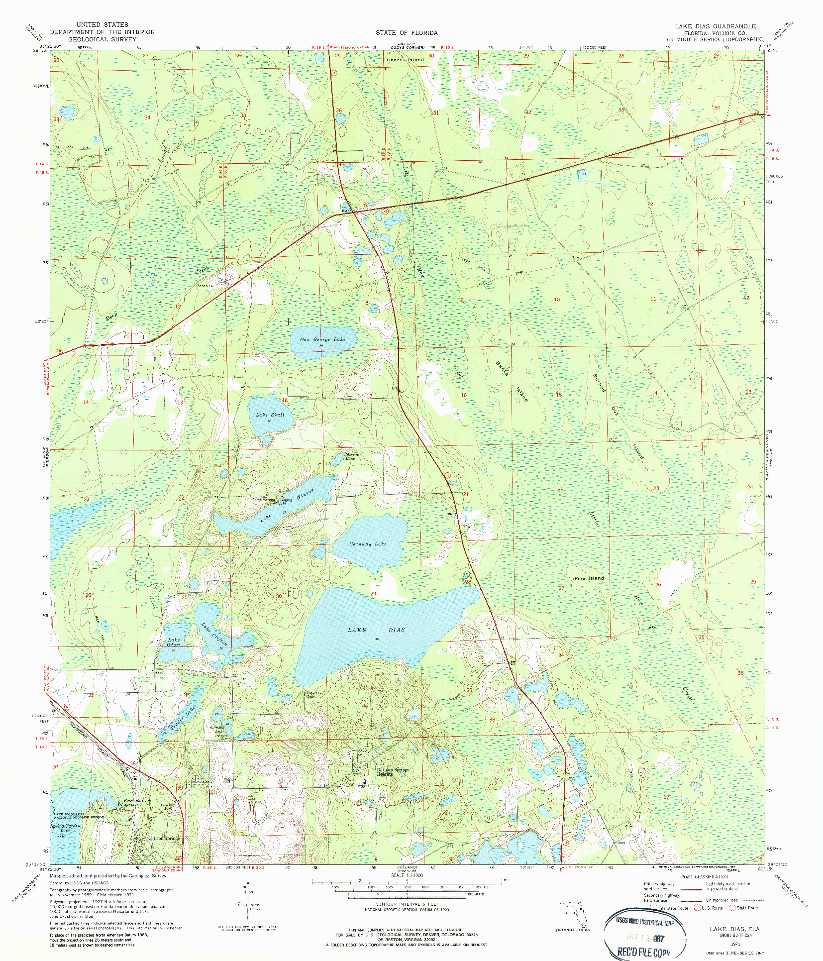 USGS 1:24000-SCALE QUADRANGLE FOR LAKE DIAS, FL 1971