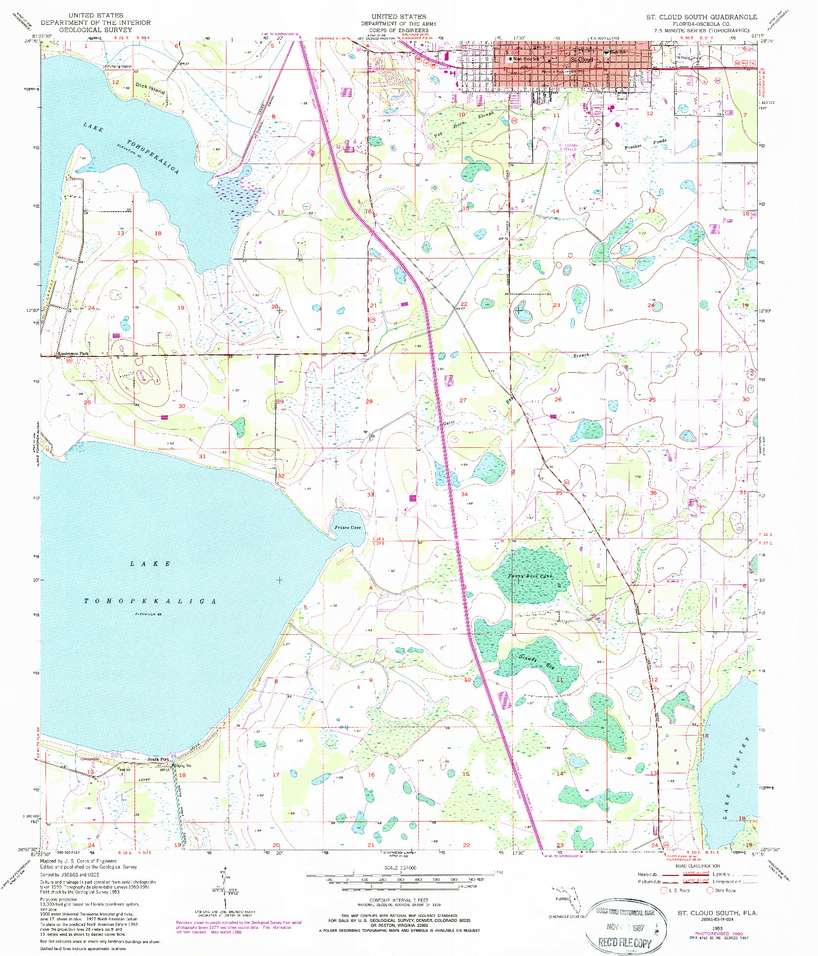 USGS 1:24000-SCALE QUADRANGLE FOR ST CLOUD SOUTH, FL 1953