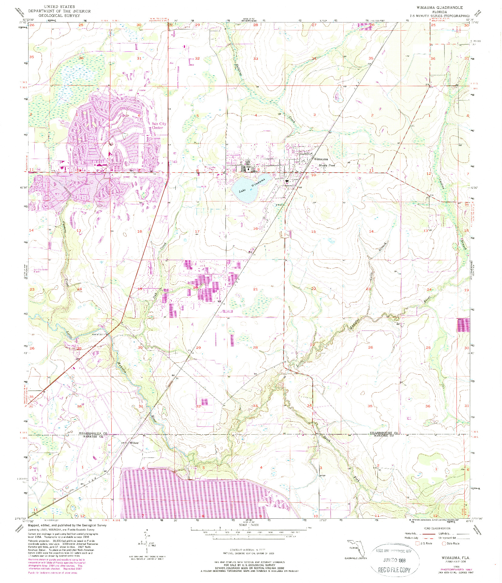 USGS 1:24000-SCALE QUADRANGLE FOR WIMAUMA, FL 1956