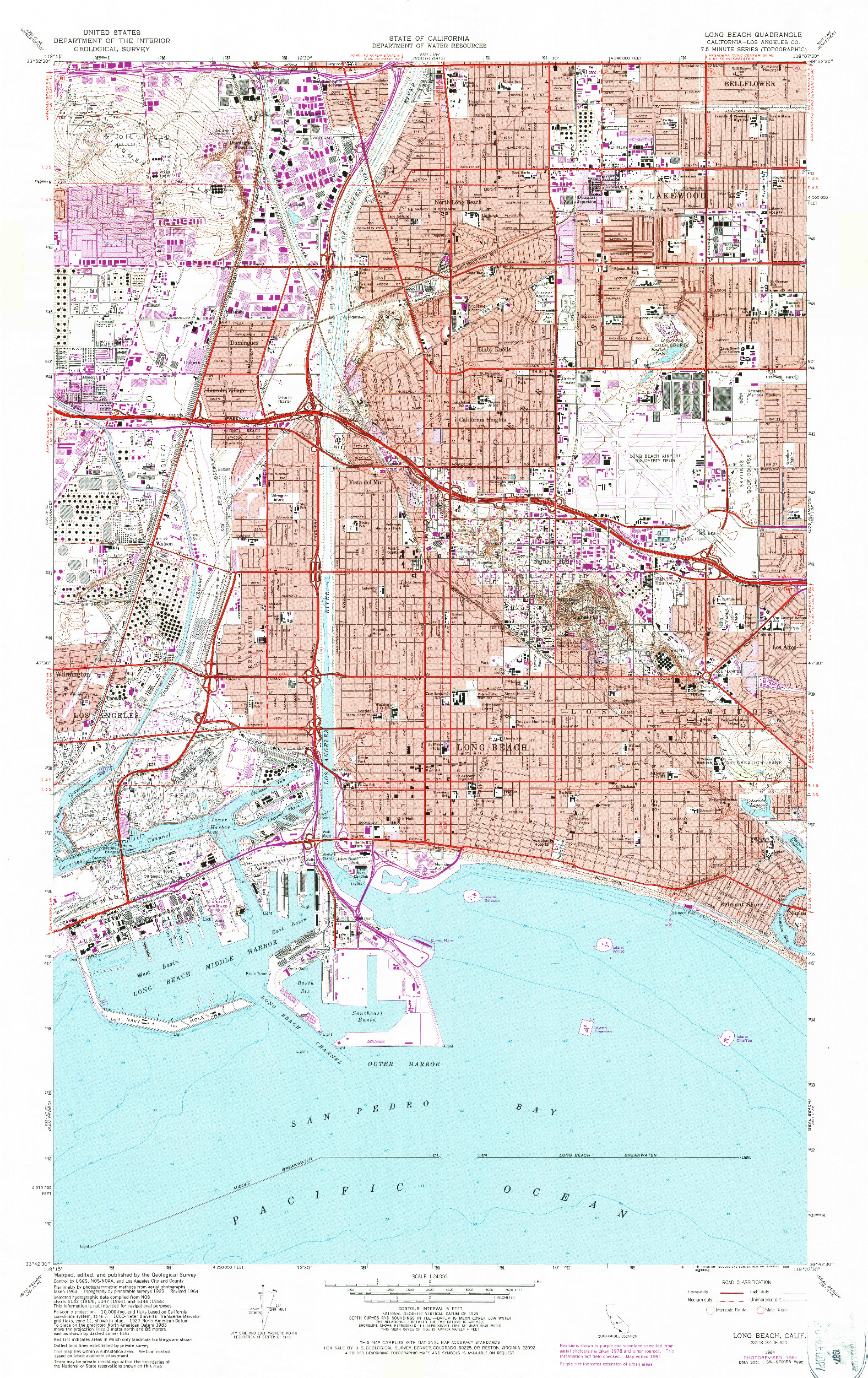 USGS 1:24000-SCALE QUADRANGLE FOR LONG BEACH, CA 1964