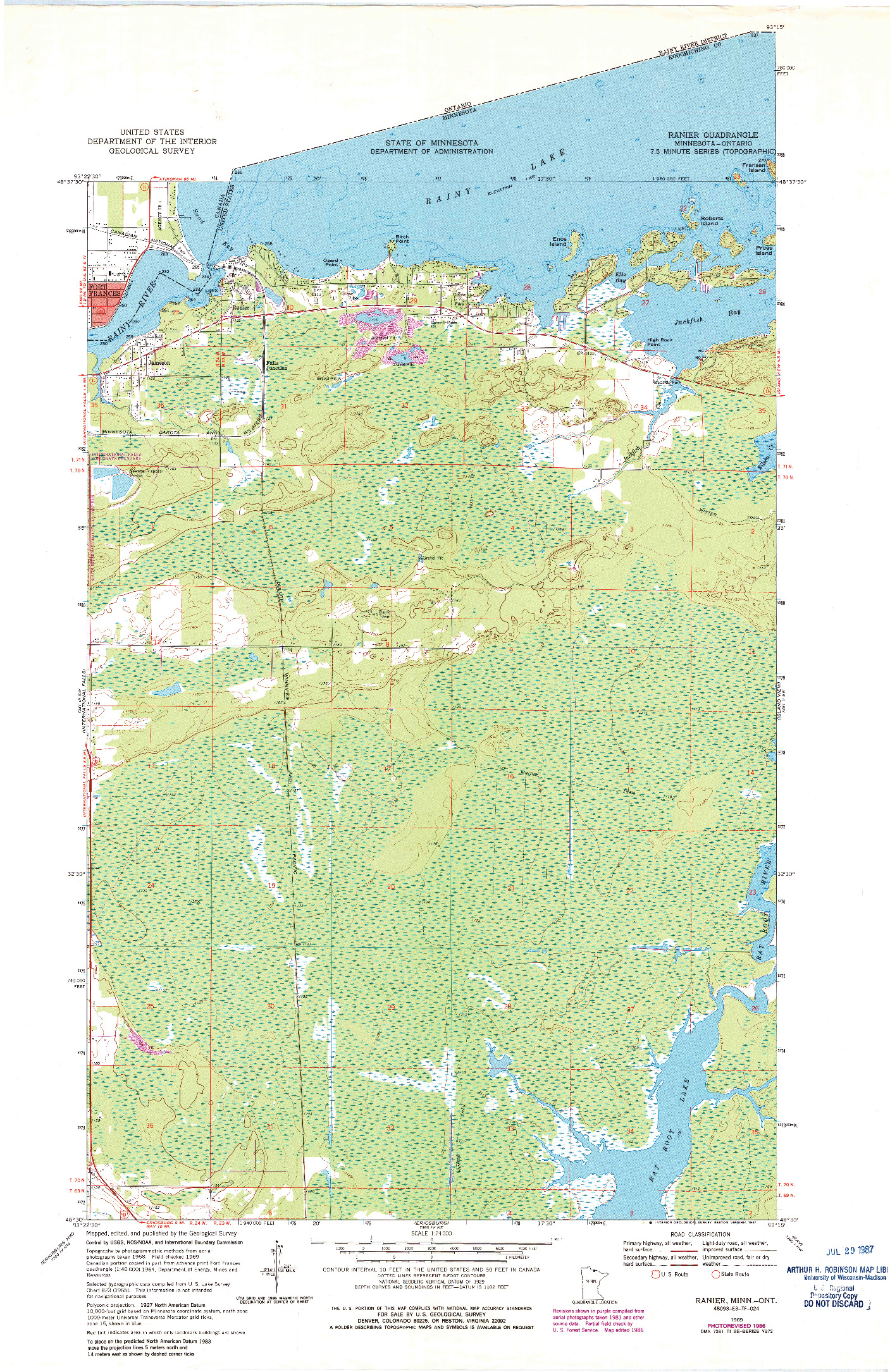 USGS 1:24000-SCALE QUADRANGLE FOR RANIER, MN 1963