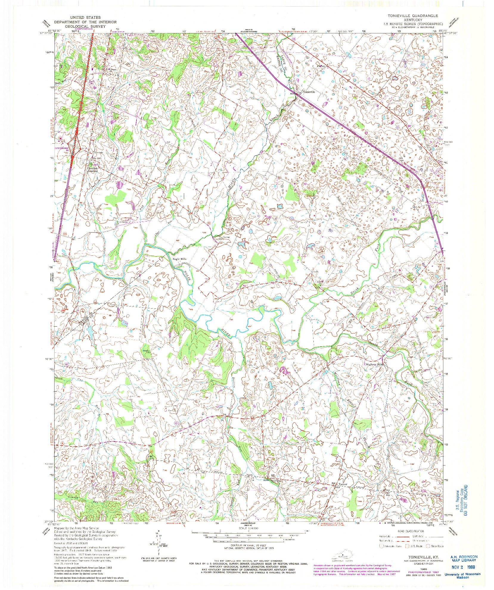 USGS 1:24000-SCALE QUADRANGLE FOR TONIEVILLE, KY 1960