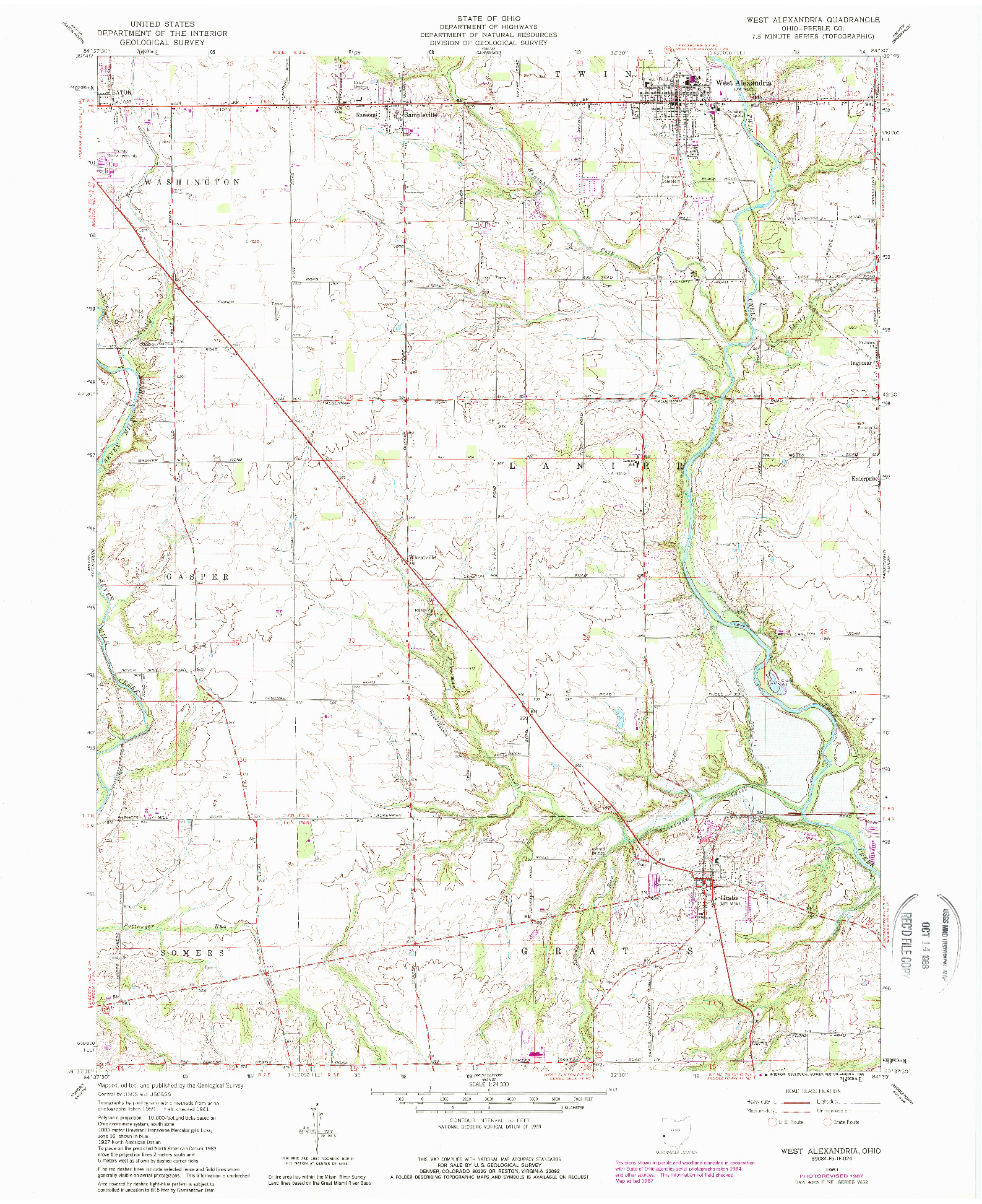 USGS 1:24000-SCALE QUADRANGLE FOR WEST ALEXANDRIA, OH 1961