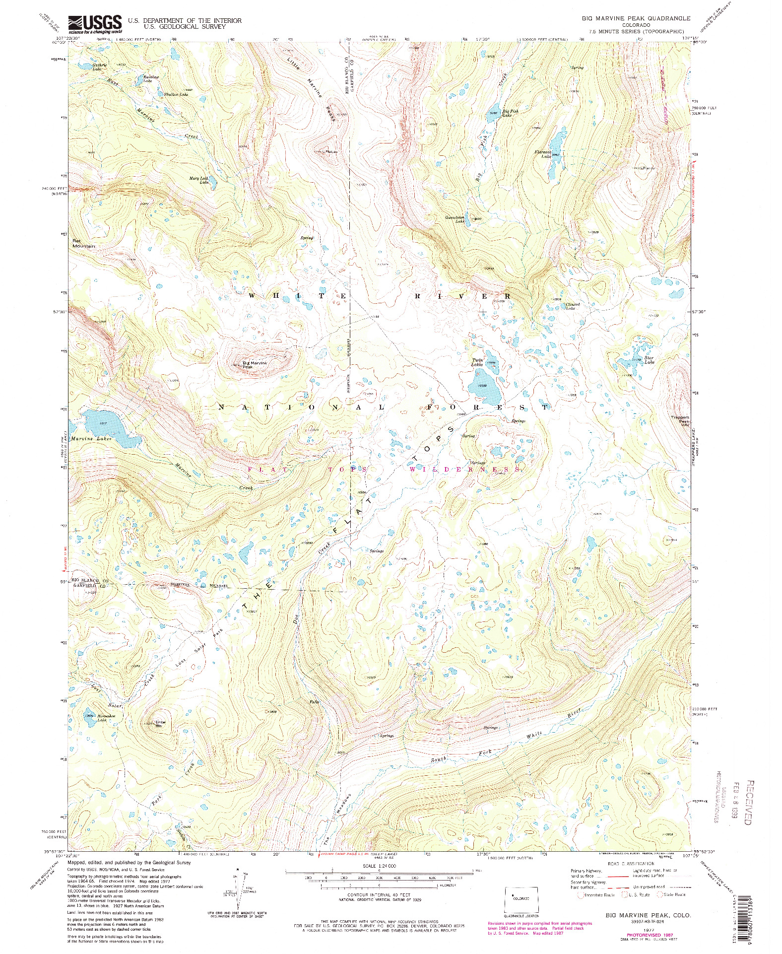 USGS 1:24000-SCALE QUADRANGLE FOR BIG MARVINE PEAK, CO 1977