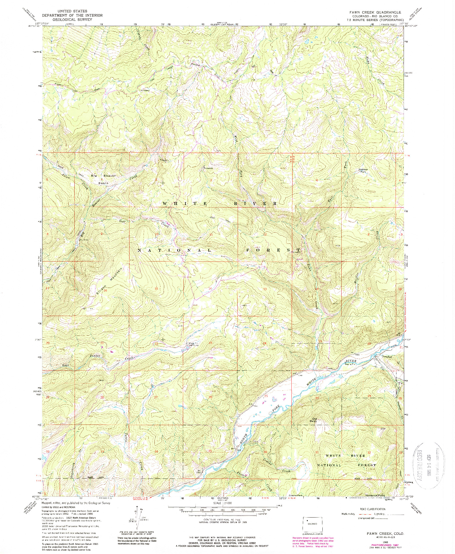 USGS 1:24000-SCALE QUADRANGLE FOR FAWN CREEK, CO 1966