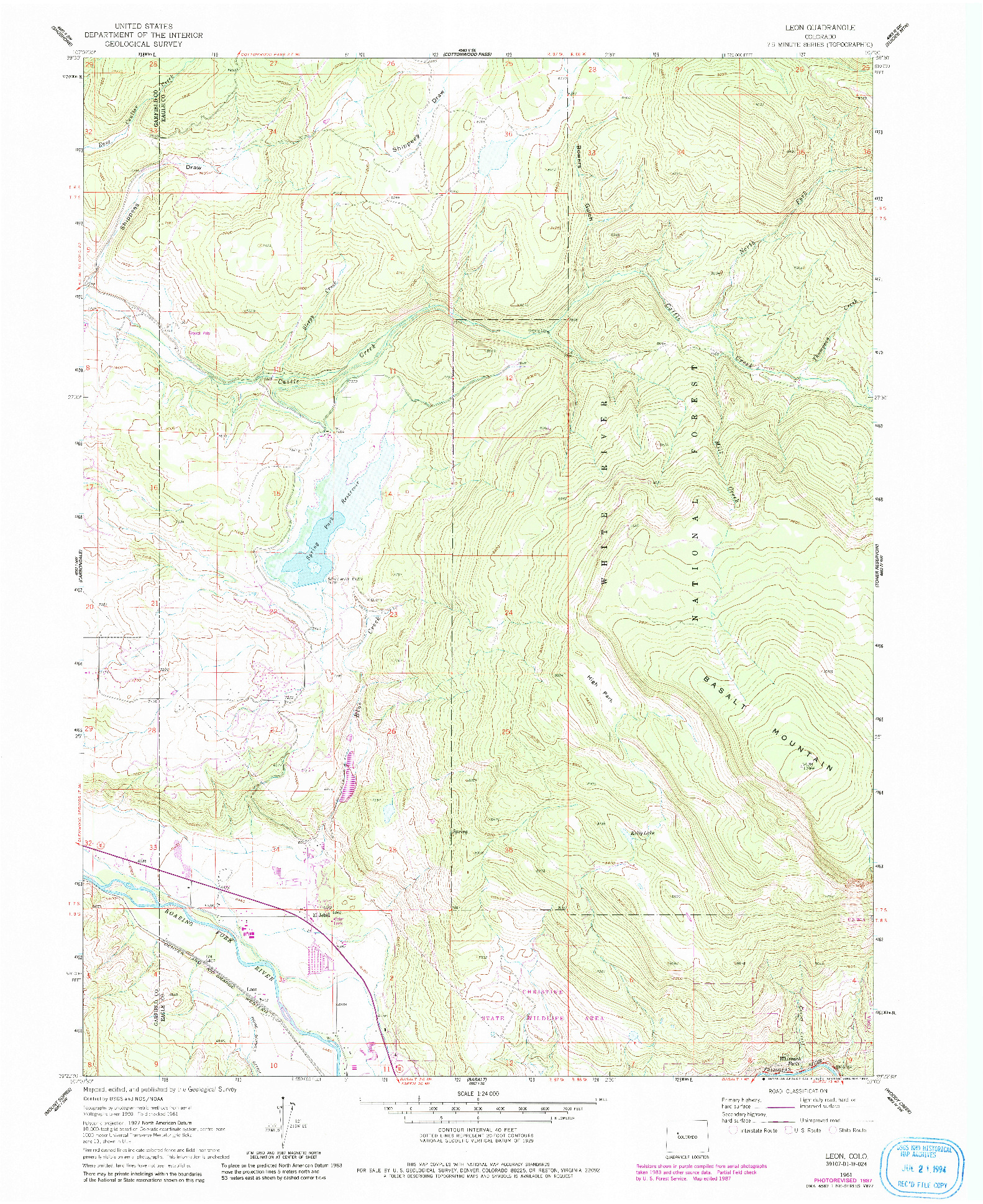 USGS 1:24000-SCALE QUADRANGLE FOR LEON, CO 1961