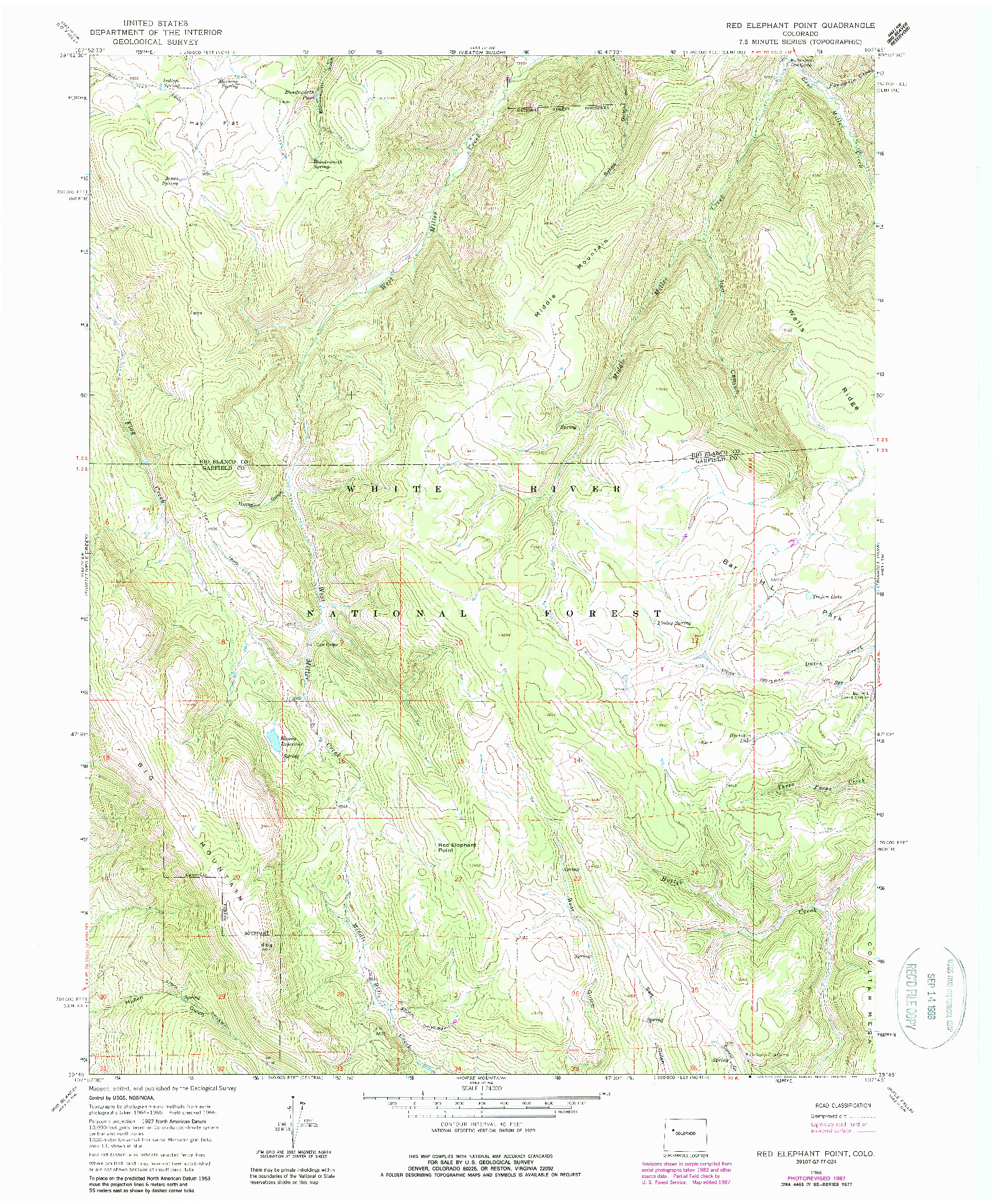 USGS 1:24000-SCALE QUADRANGLE FOR RED ELEPHANT POINT, CO 1966