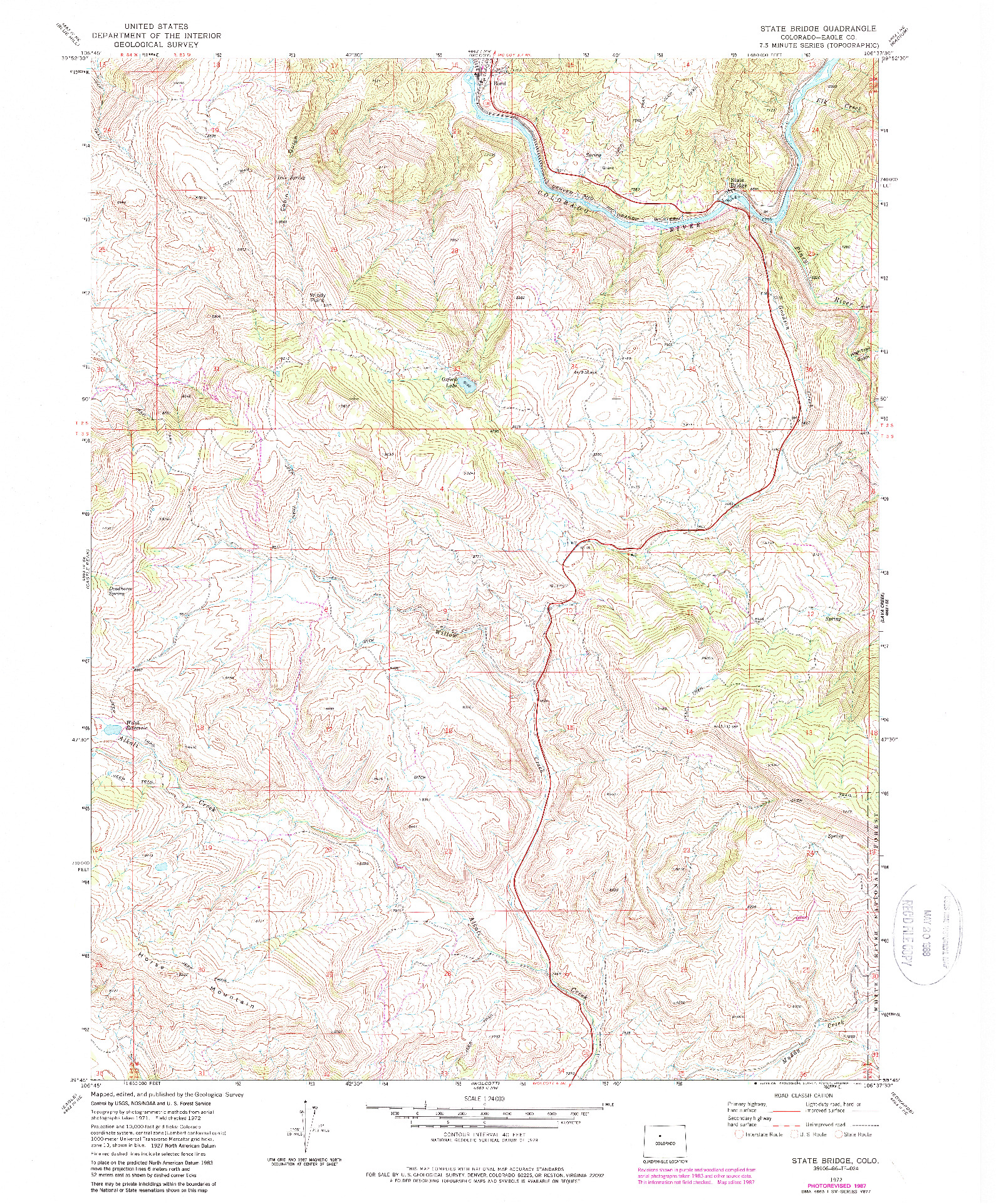 USGS 1:24000-SCALE QUADRANGLE FOR STATE BRIDGE, CO 1972