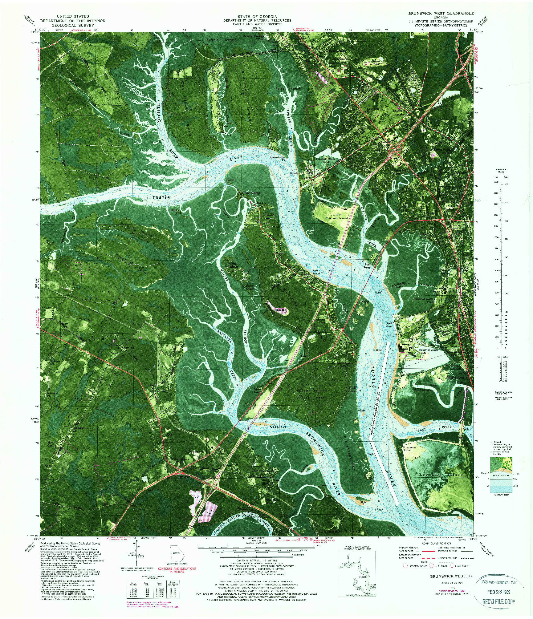 USGS 1:24000-SCALE QUADRANGLE FOR BRUNSWICK WEST, GA 1979