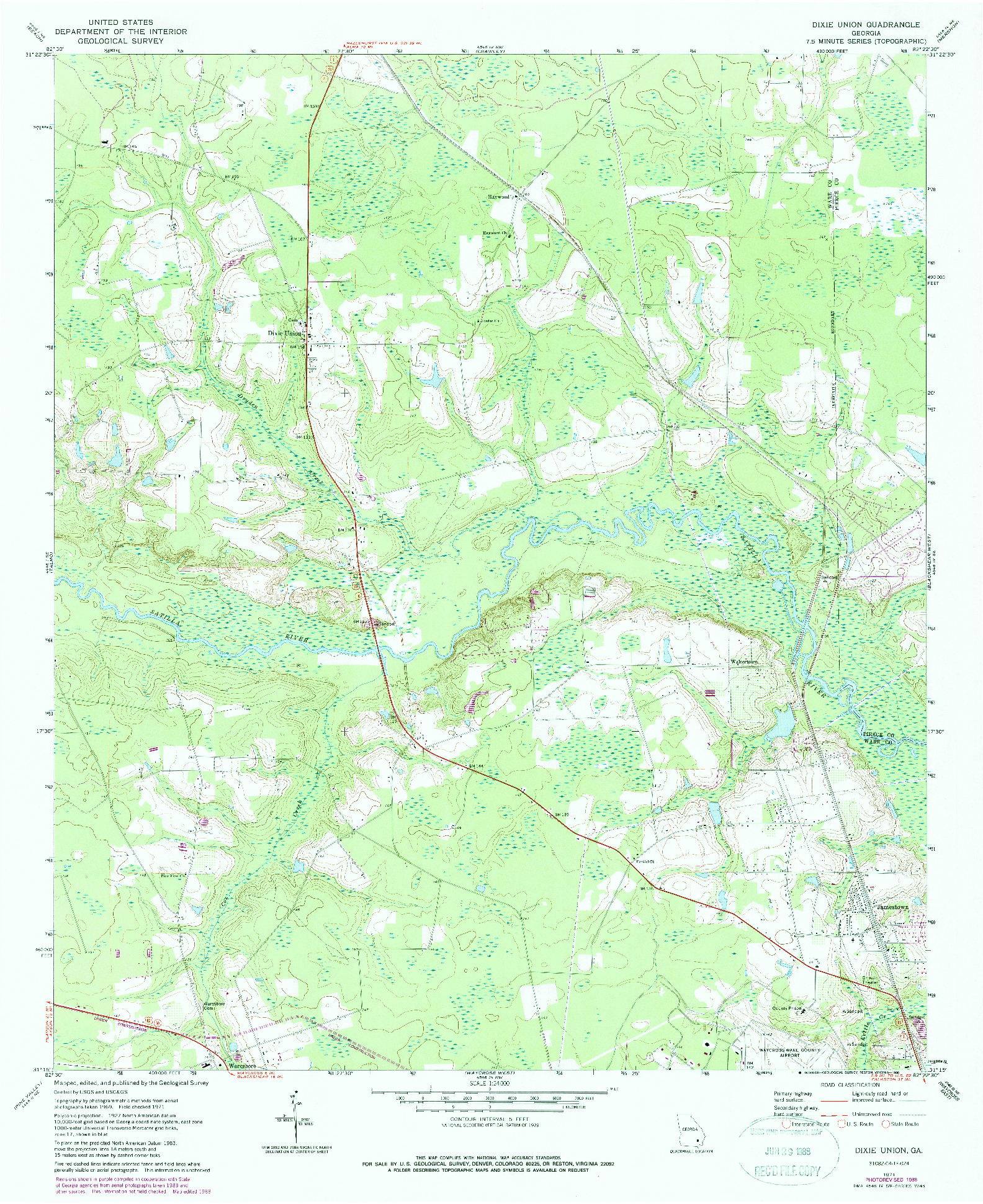 USGS 1:24000-SCALE QUADRANGLE FOR DIXIE UNION, GA 1971
