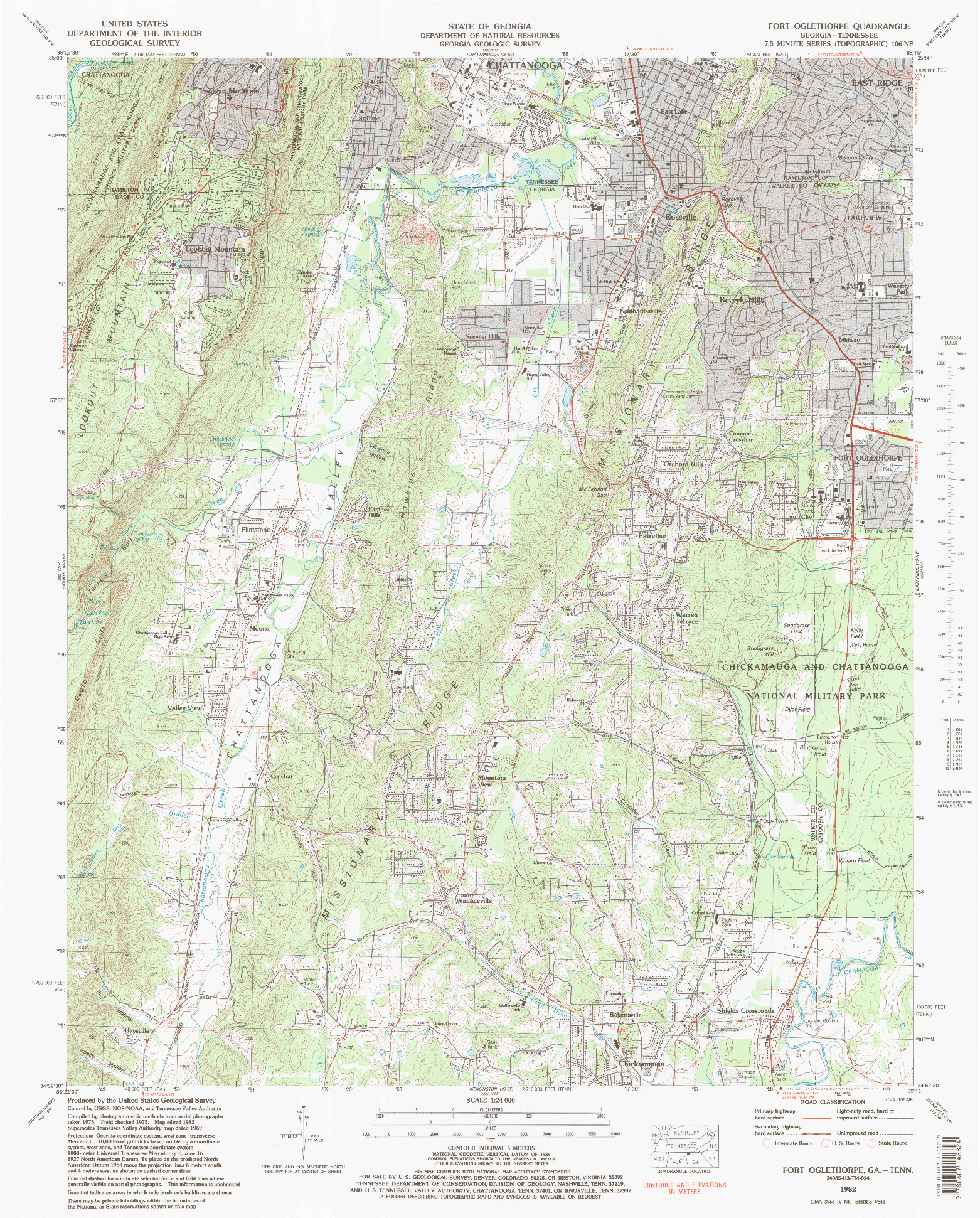 USGS 1:24000-SCALE QUADRANGLE FOR FORT OGLETHORPE, GA 1982