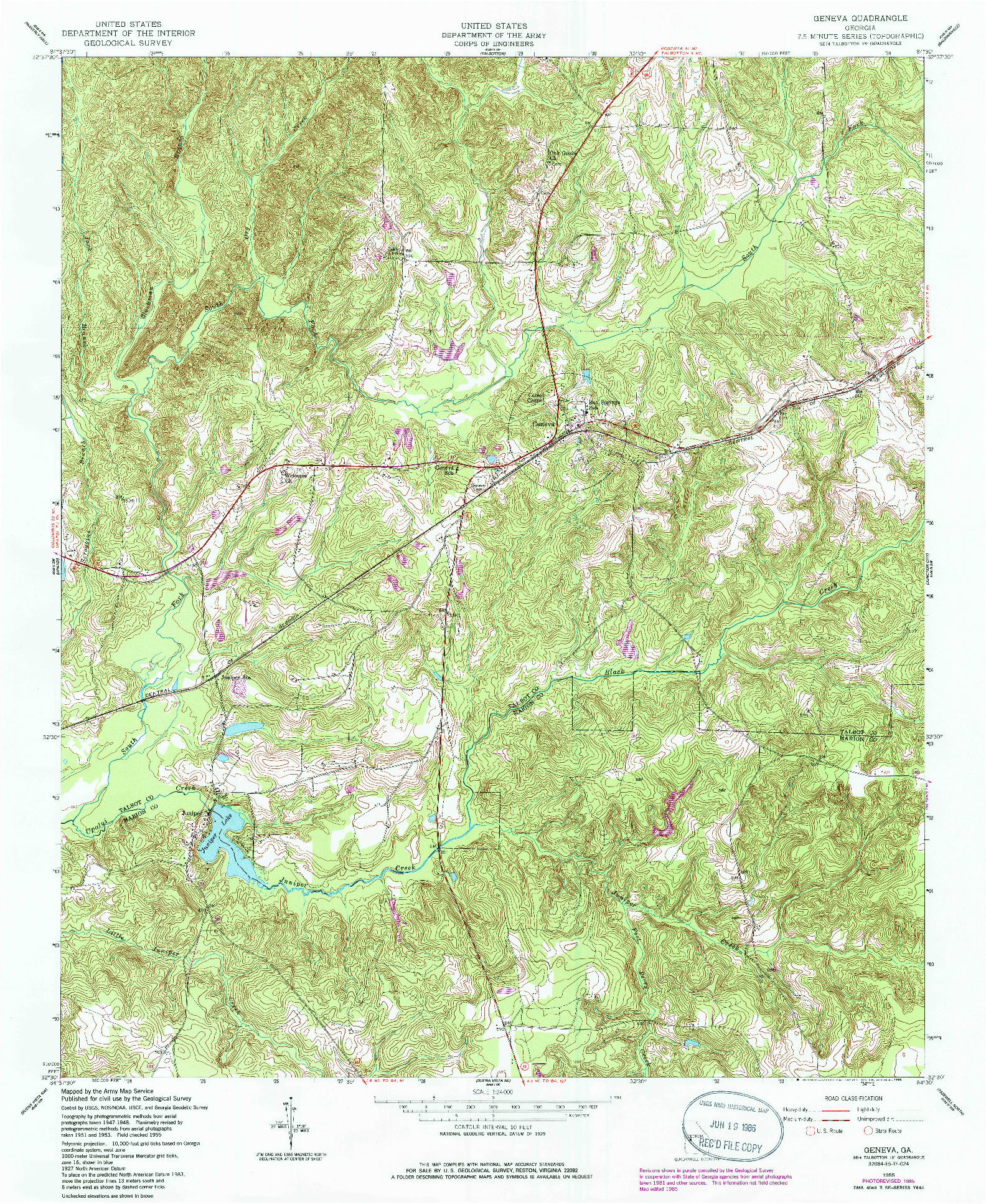 USGS 1:24000-SCALE QUADRANGLE FOR GENEVA, GA 1955