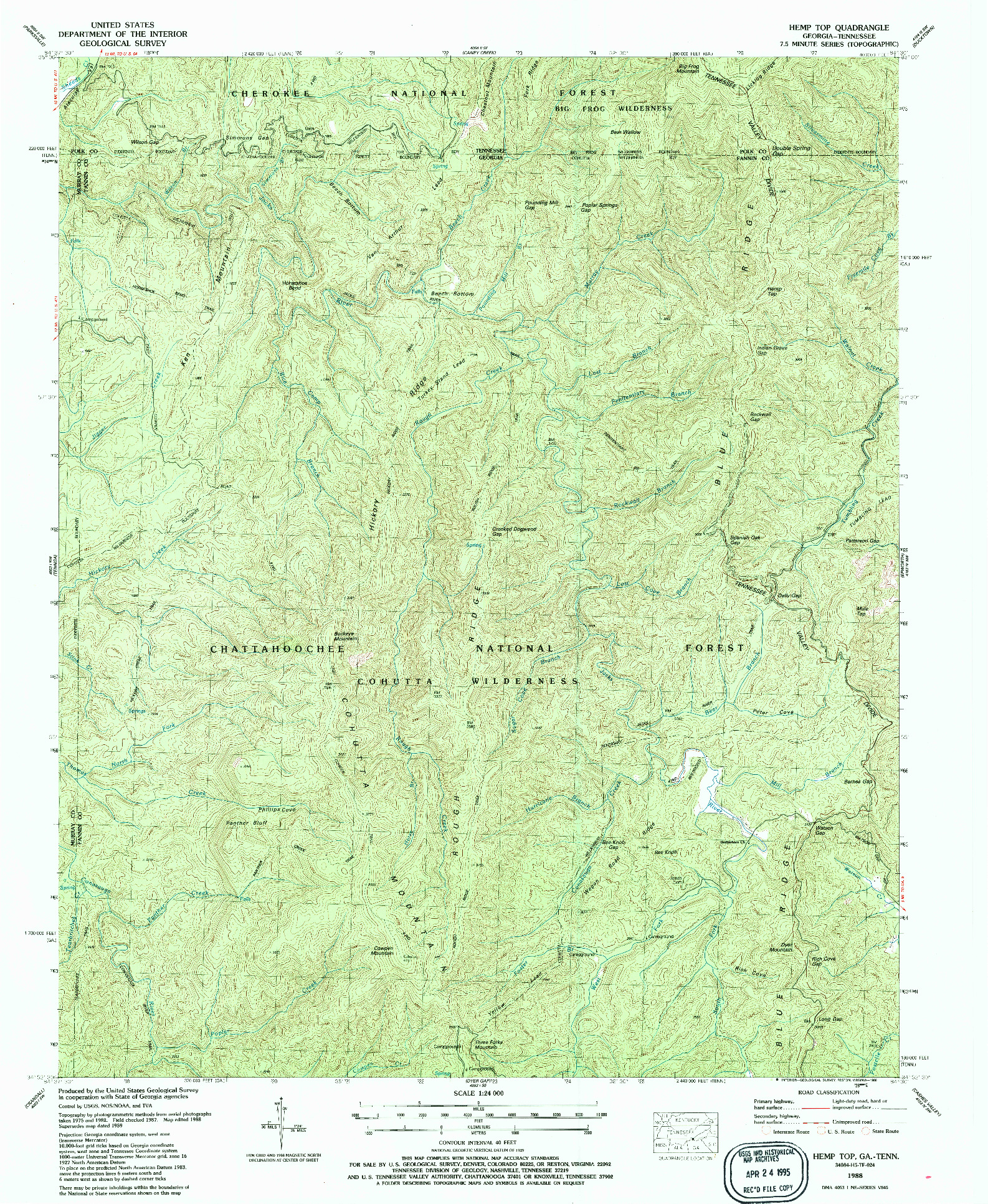 USGS 1:24000-SCALE QUADRANGLE FOR HEMP TOP, GA 1988