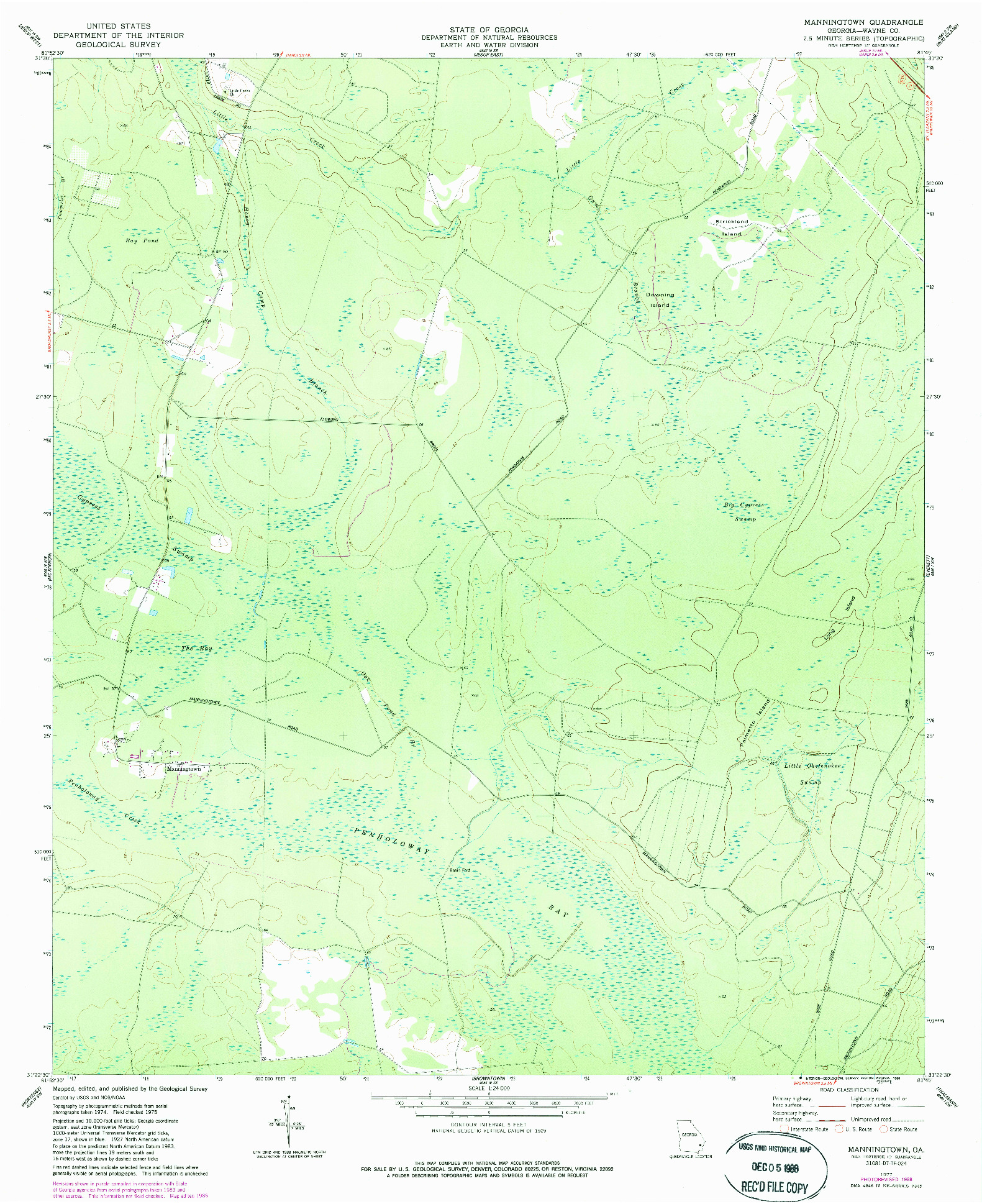 USGS 1:24000-SCALE QUADRANGLE FOR MANNINGTOWN, GA 1977