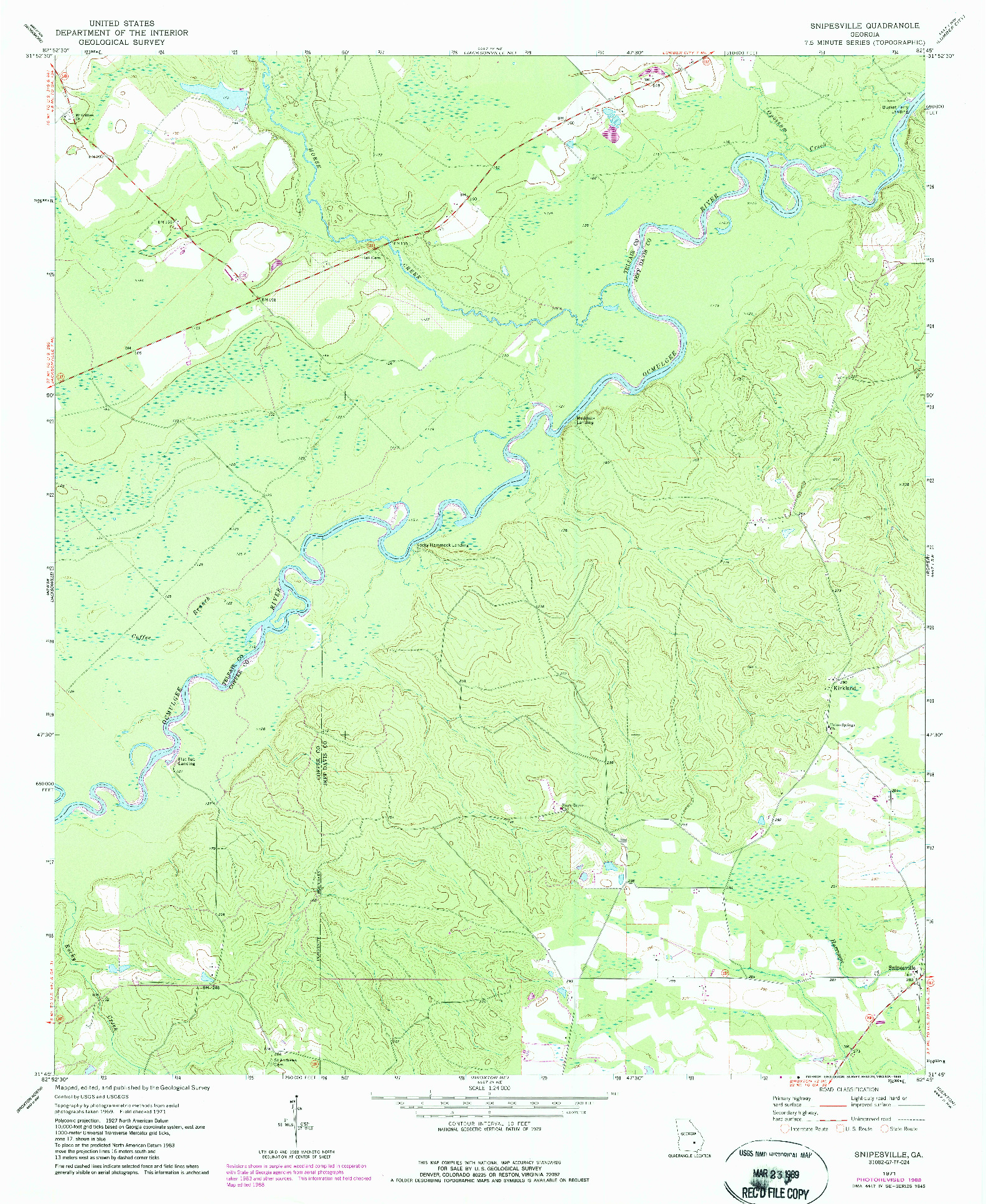 USGS 1:24000-SCALE QUADRANGLE FOR SNIPESVILLE, GA 1971