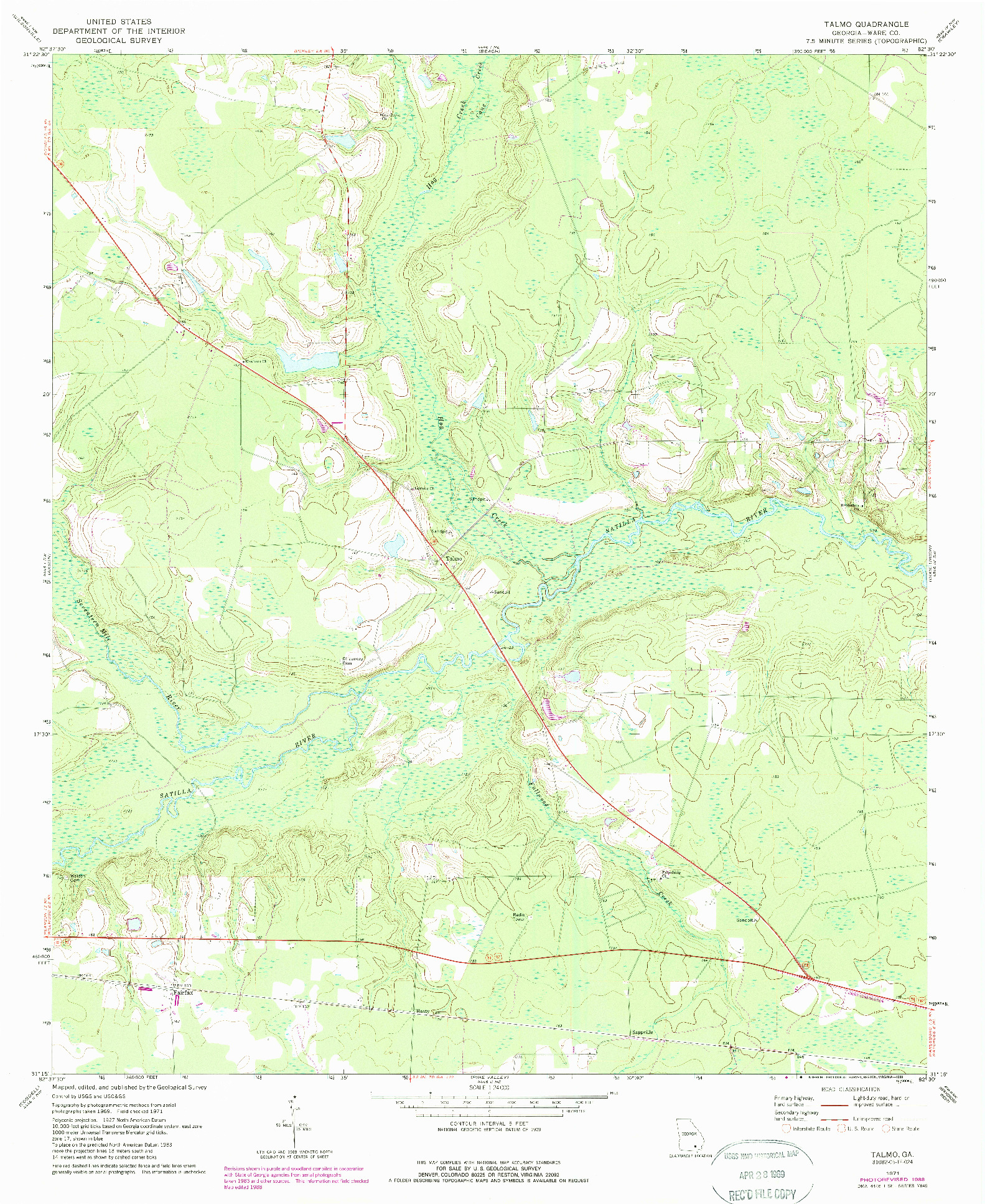 USGS 1:24000-SCALE QUADRANGLE FOR TALMO, GA 1971