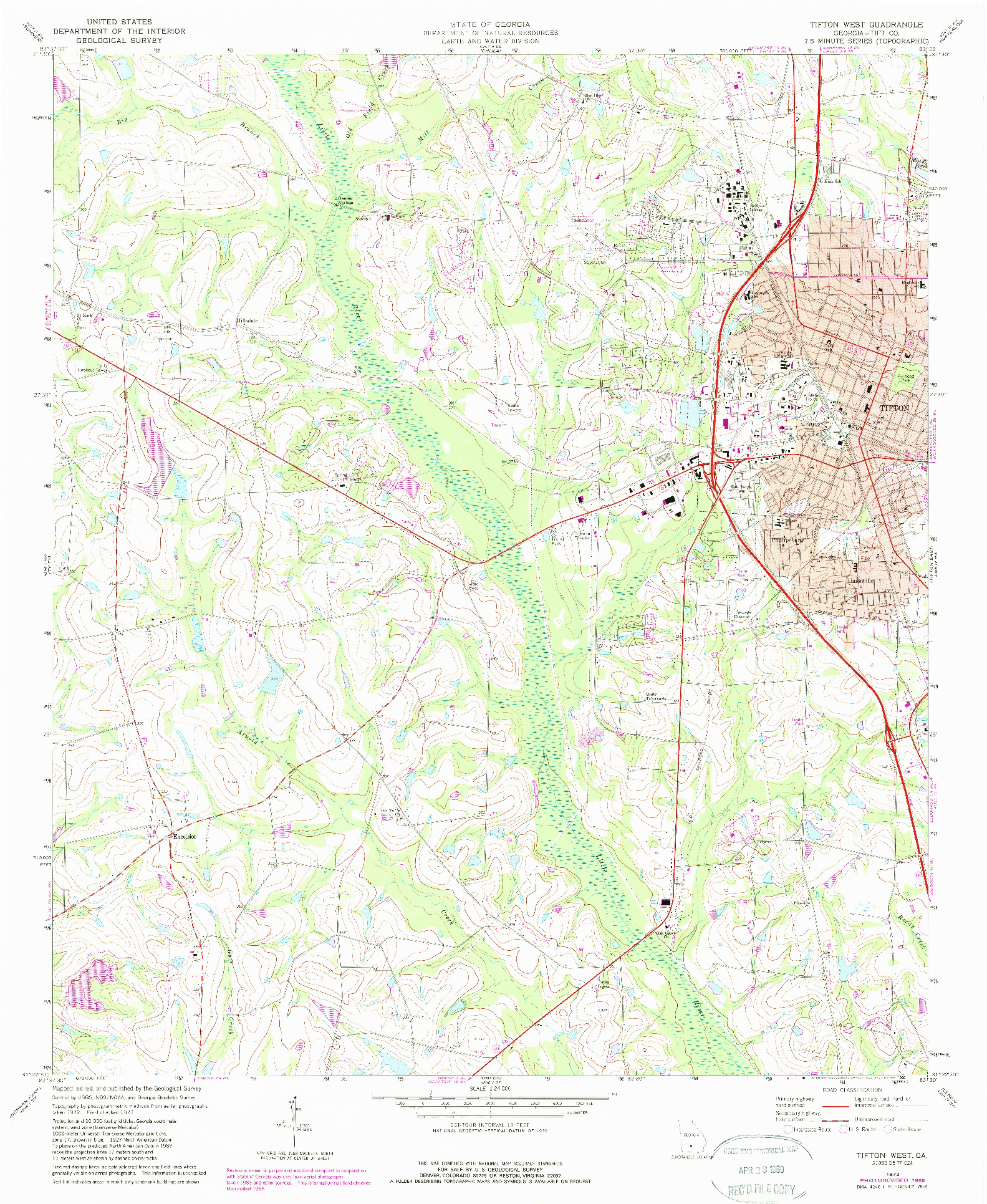 USGS 1:24000-SCALE QUADRANGLE FOR TIFTON WEST, GA 1973