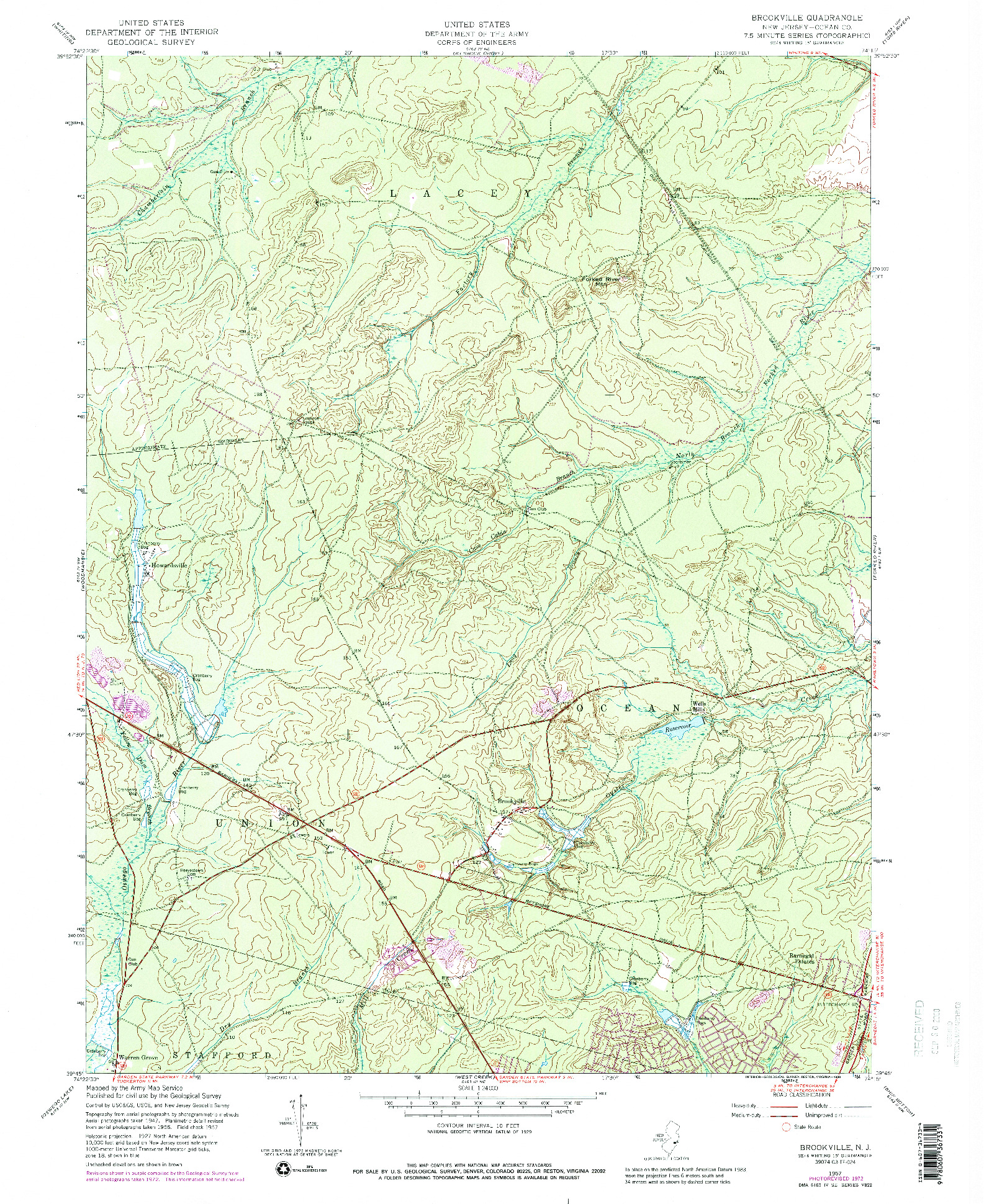 USGS 1:24000-SCALE QUADRANGLE FOR BROOKVILLE, NJ 1957