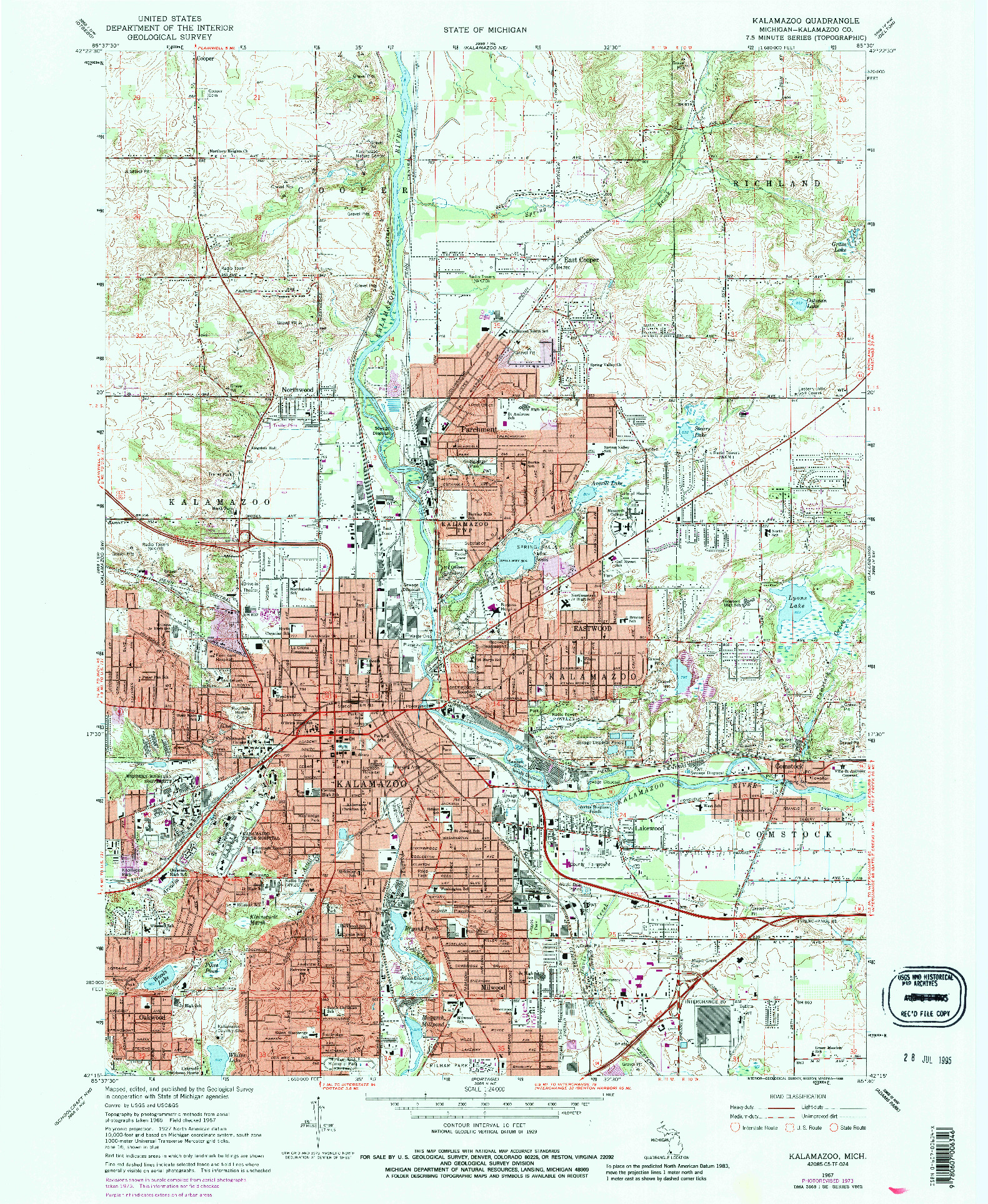 USGS 1:24000-SCALE QUADRANGLE FOR KALAMAZOO, MI 1967