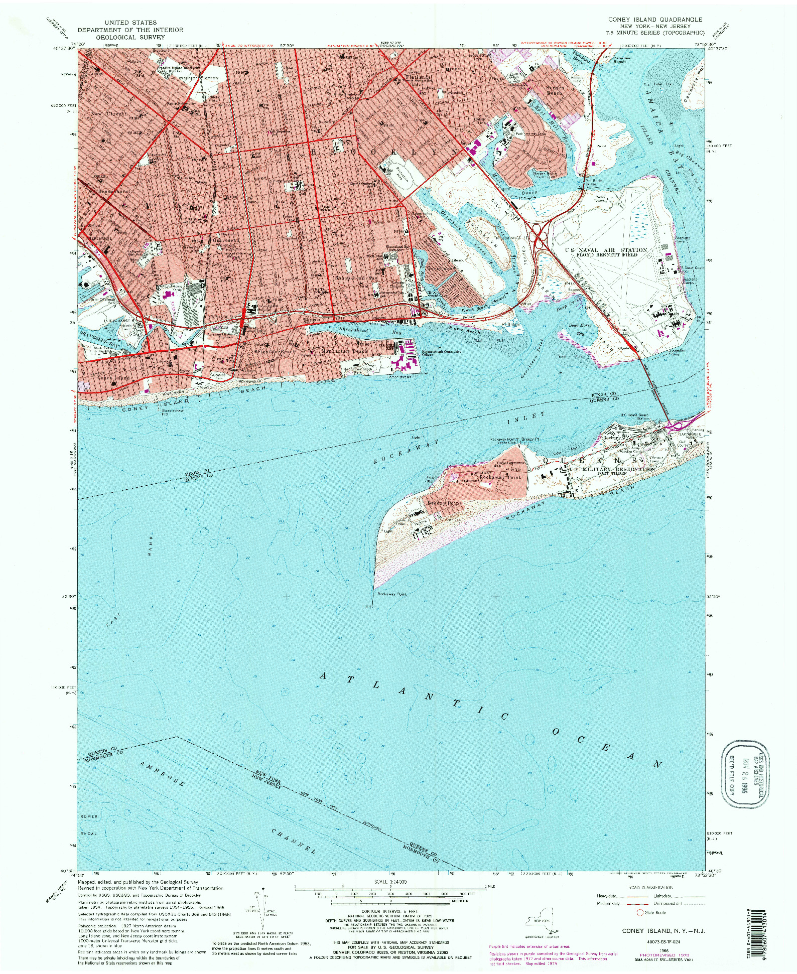 USGS 1:24000-SCALE QUADRANGLE FOR CONEY ISLAND, NY 1966