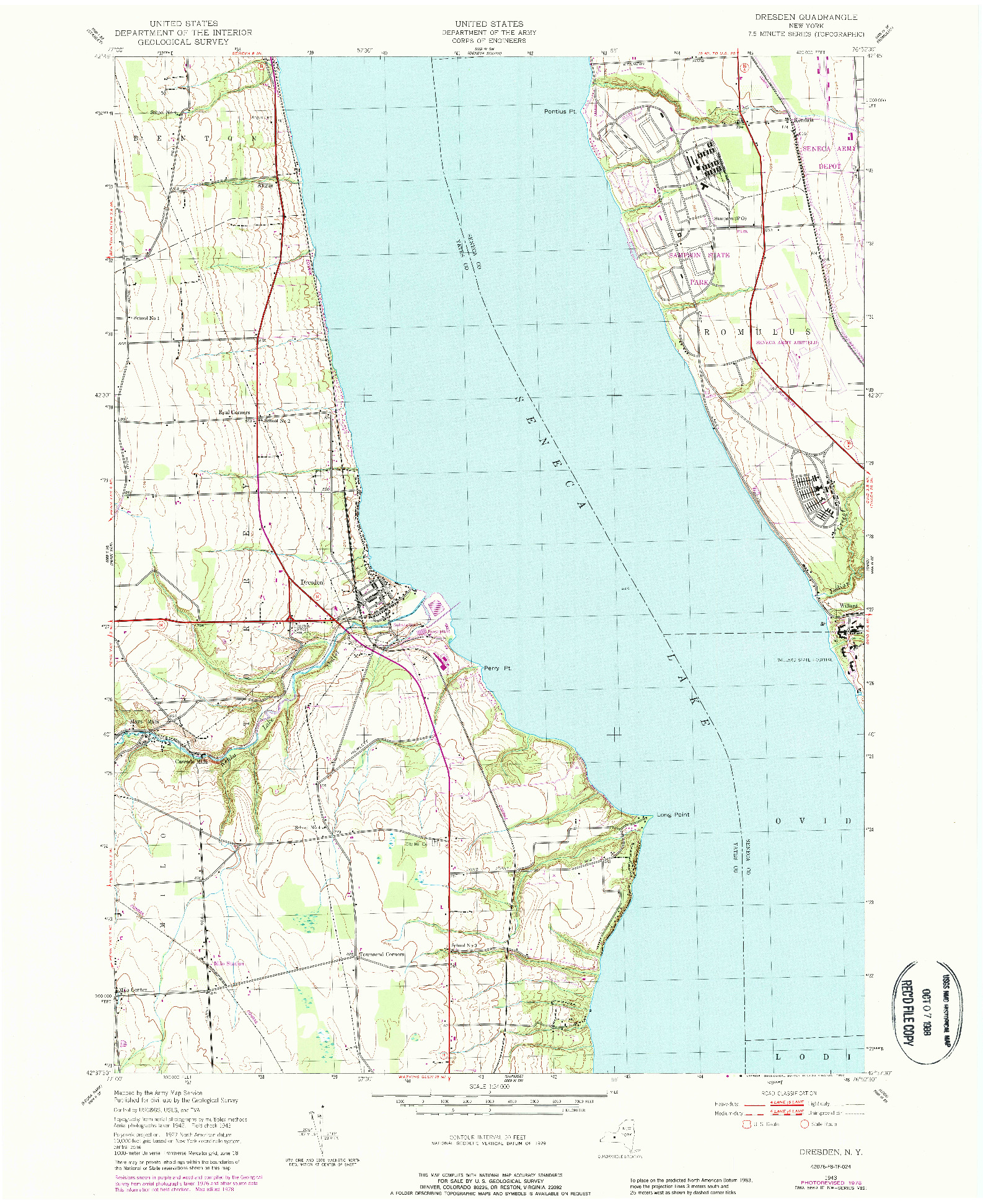 USGS 1:24000-SCALE QUADRANGLE FOR DRESDEN, NY 1943