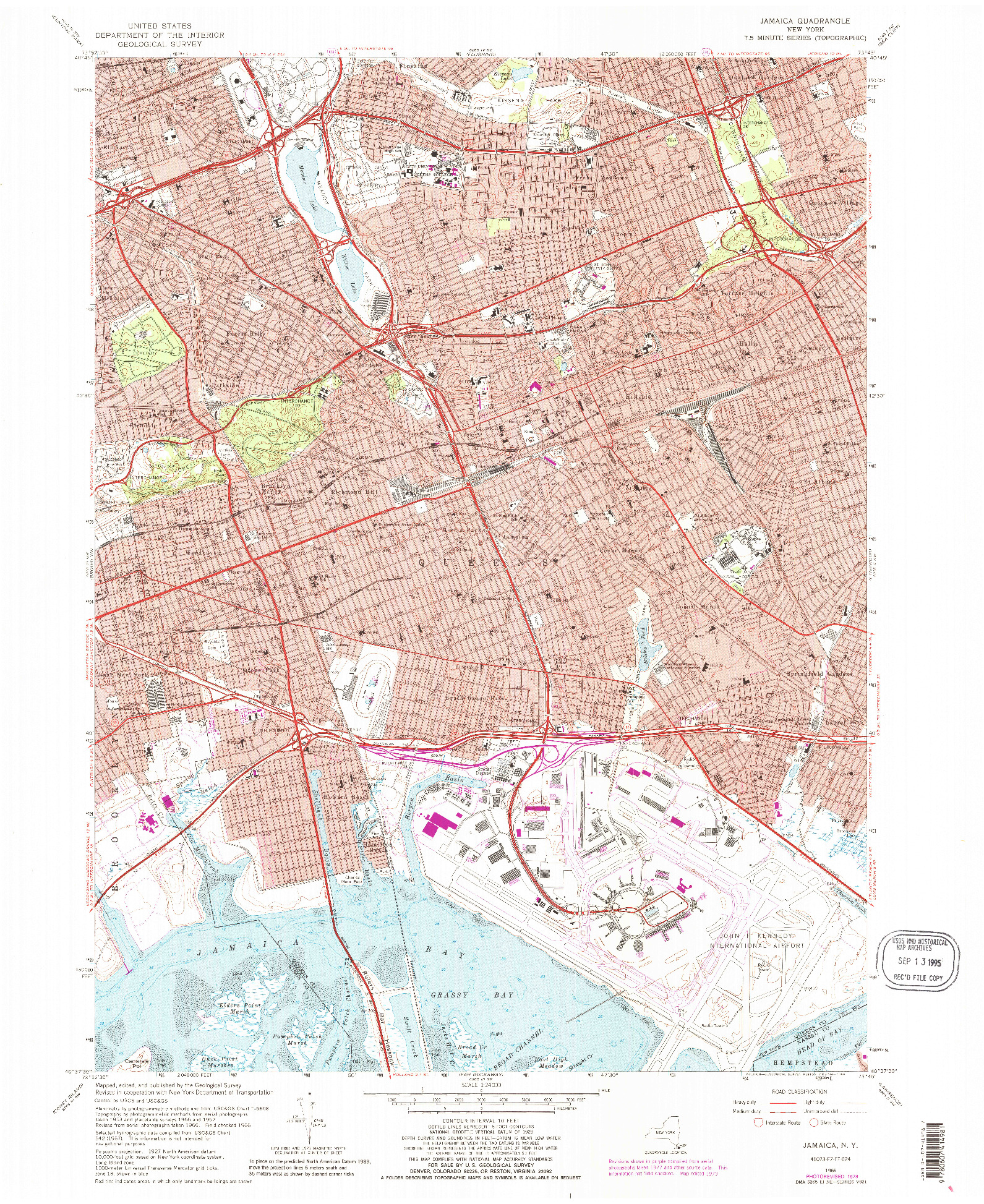 USGS 1:24000-SCALE QUADRANGLE FOR JAMAICA, NY 1966