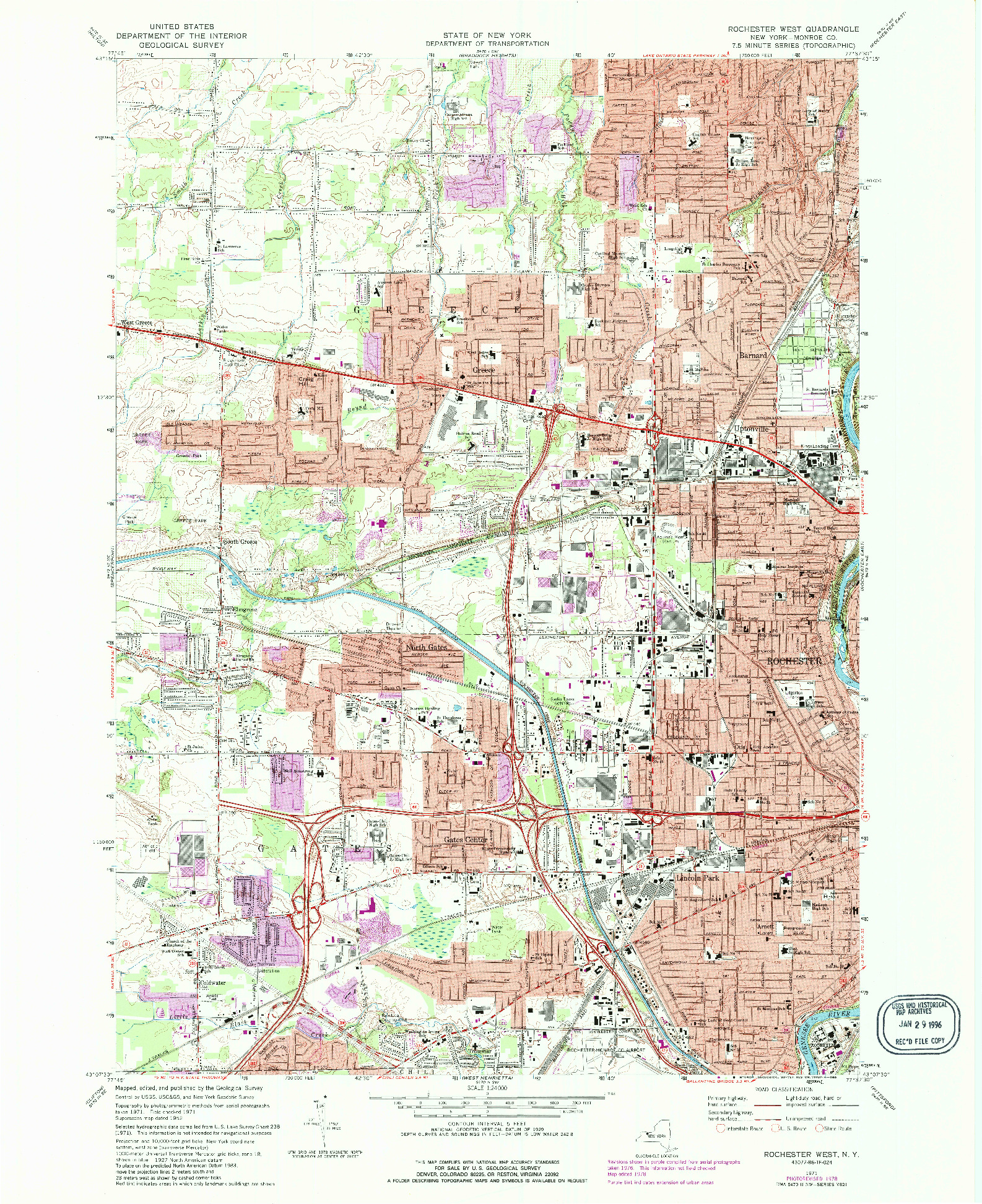 USGS 1:24000-SCALE QUADRANGLE FOR ROCHESTER WEST, NY 1971